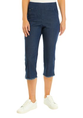 Women's Pull On Silky Denim Like Stretch Clamdigger Pants