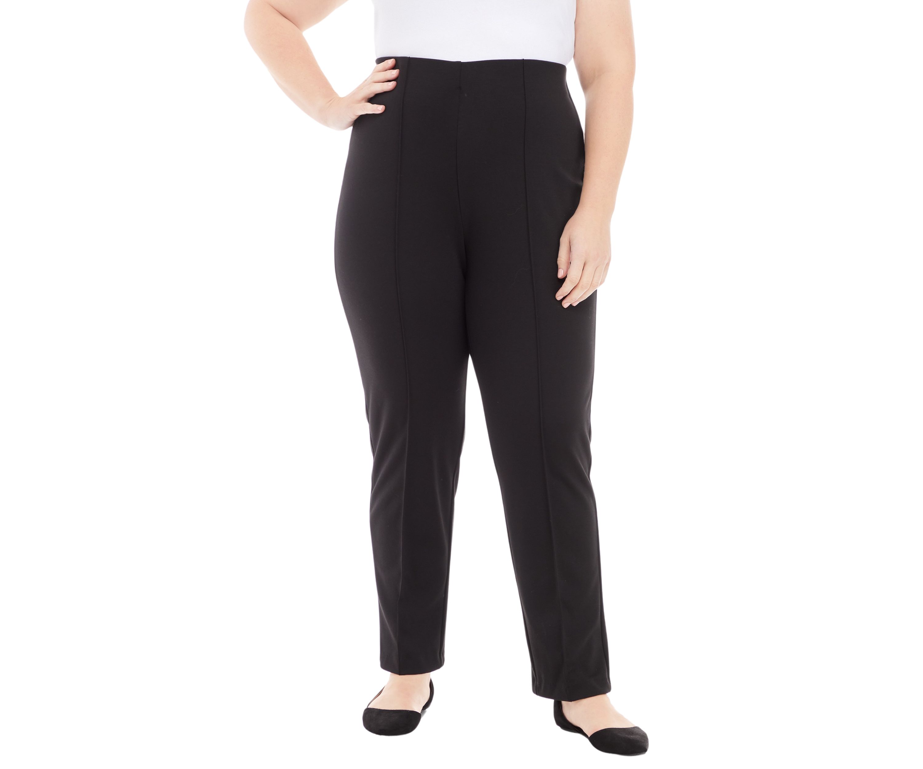 Plus Size Solid Seamed Ponte Pants