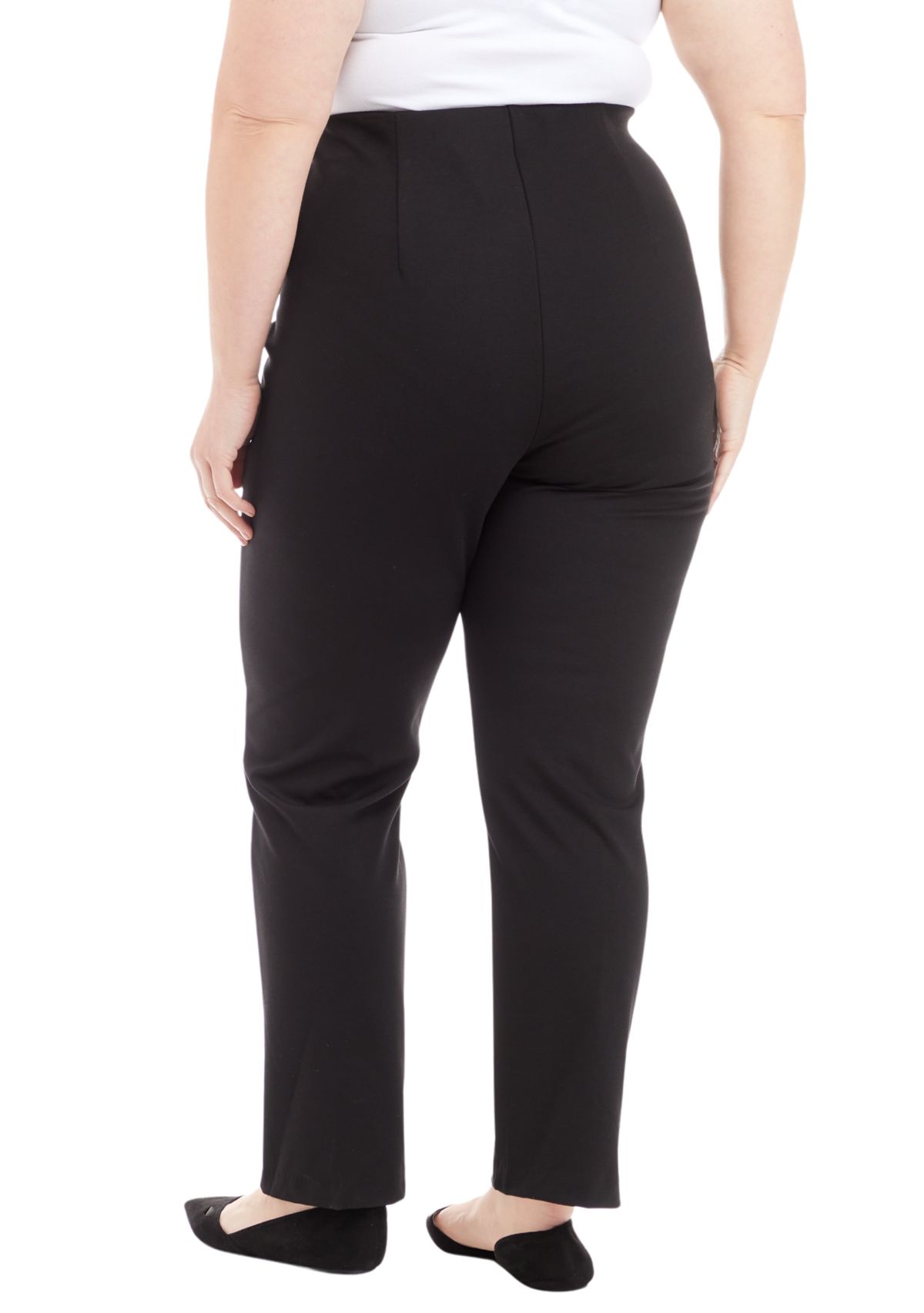 Plus Size Solid Seamed Ponte Pants