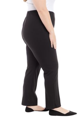 Plus Solid Seamed Ponte Pants