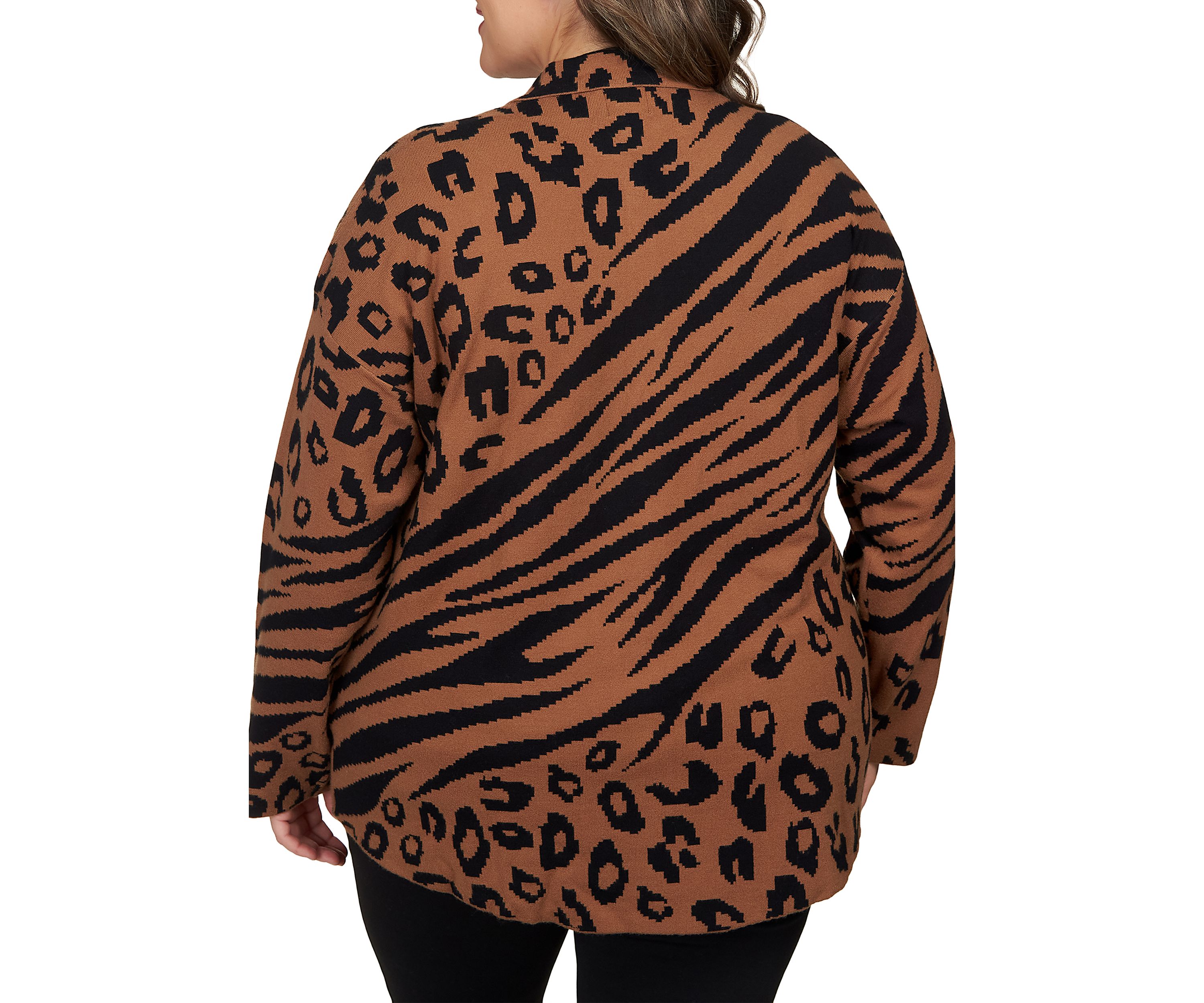 Plus Size Animal Print "Shacket" Sweater Jacket