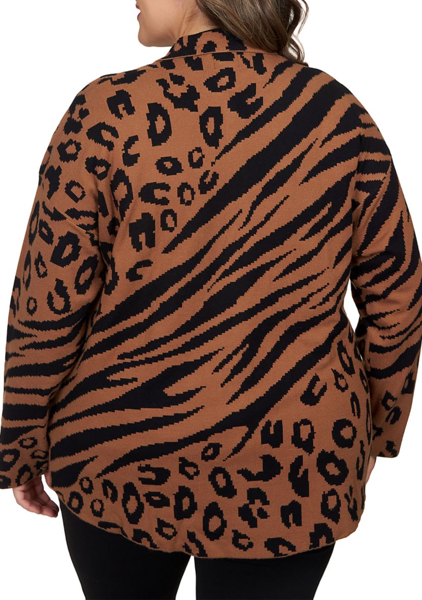 Plus Size Animal Print "Shacket" Sweater Jacket