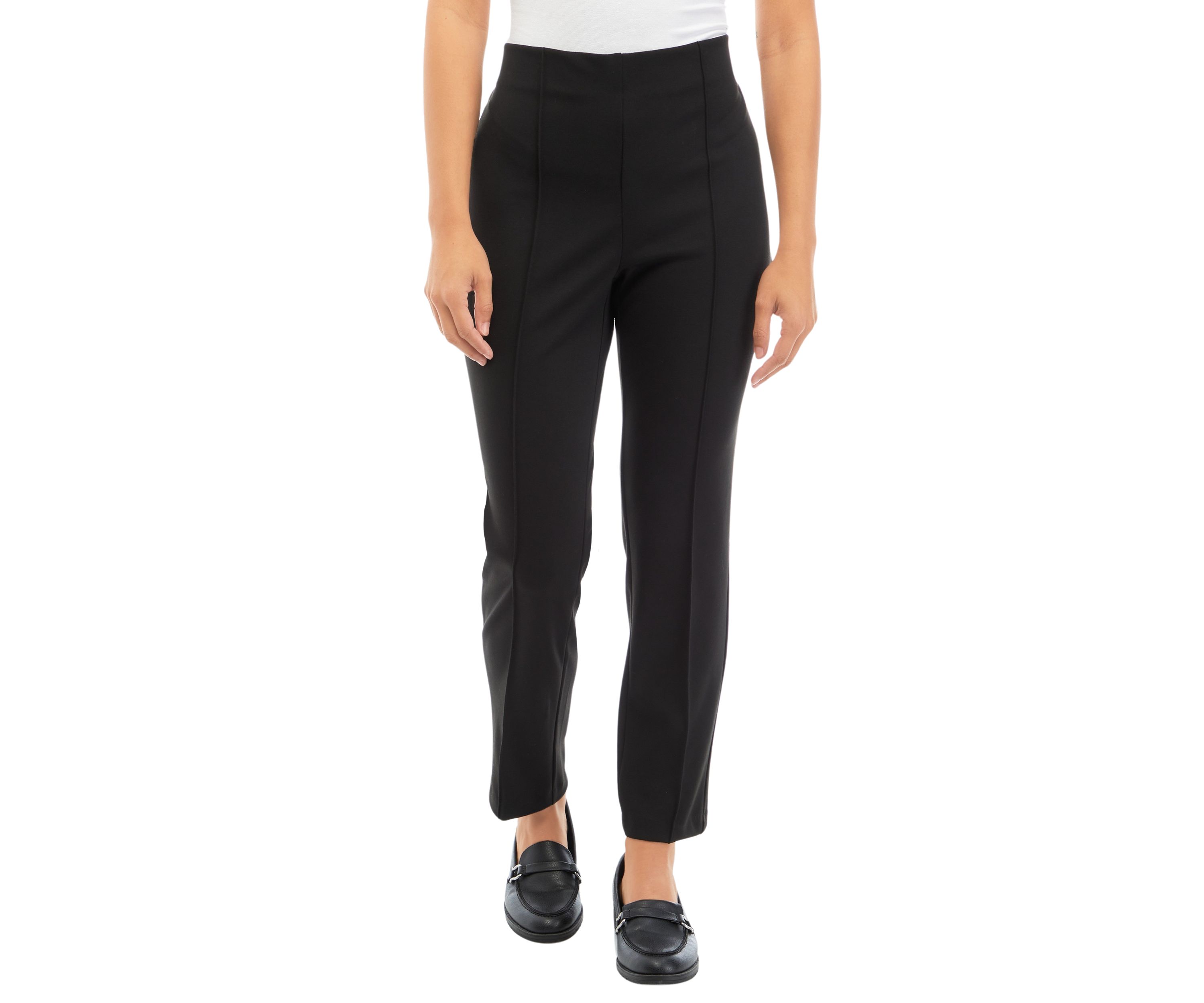 Petite Solid Seamed Ponte Pants