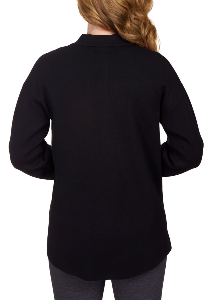 Petite Solid Shacket Sweater Jacket