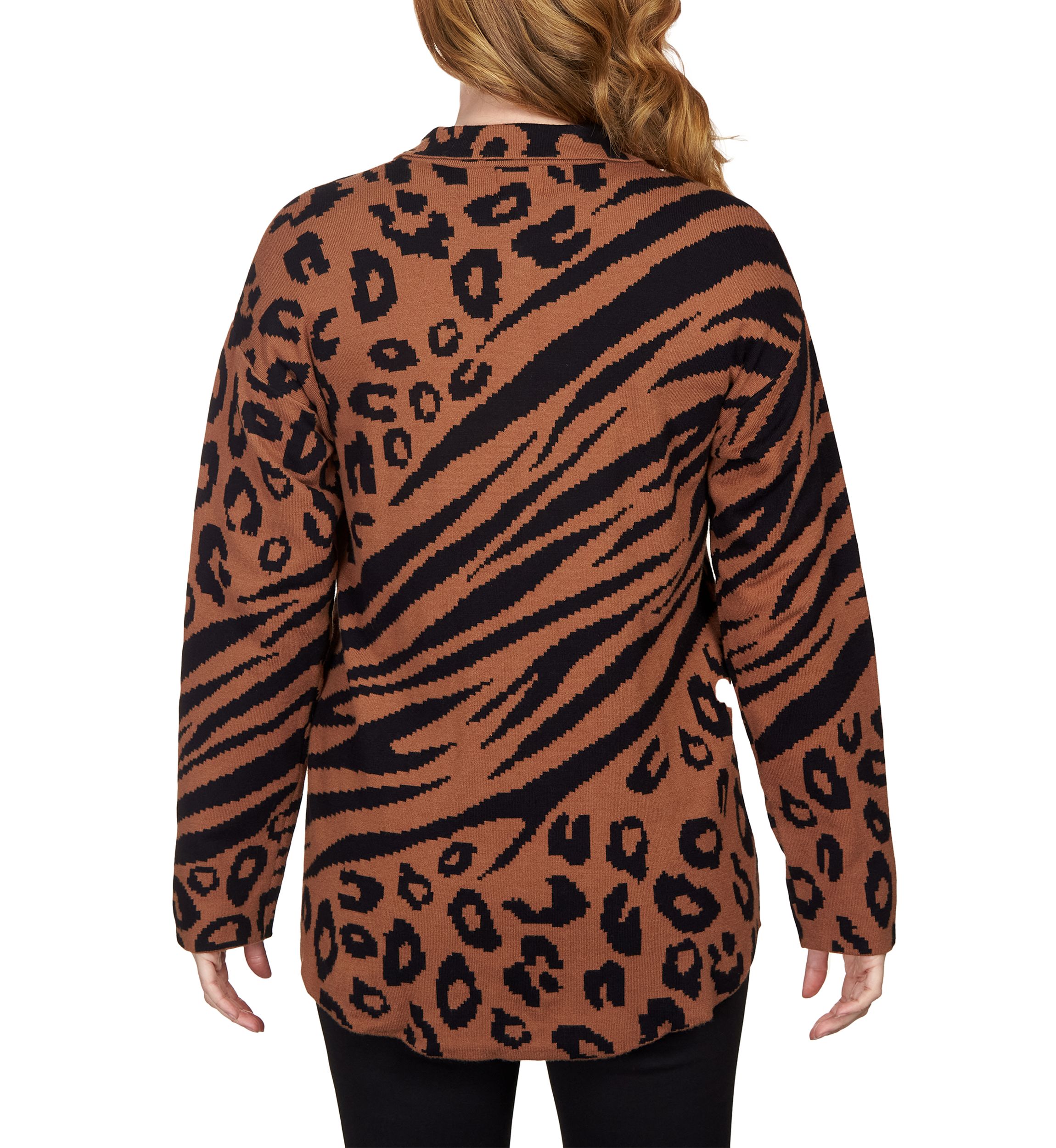 Petite Animal Print Shacket Sweater Jacket
