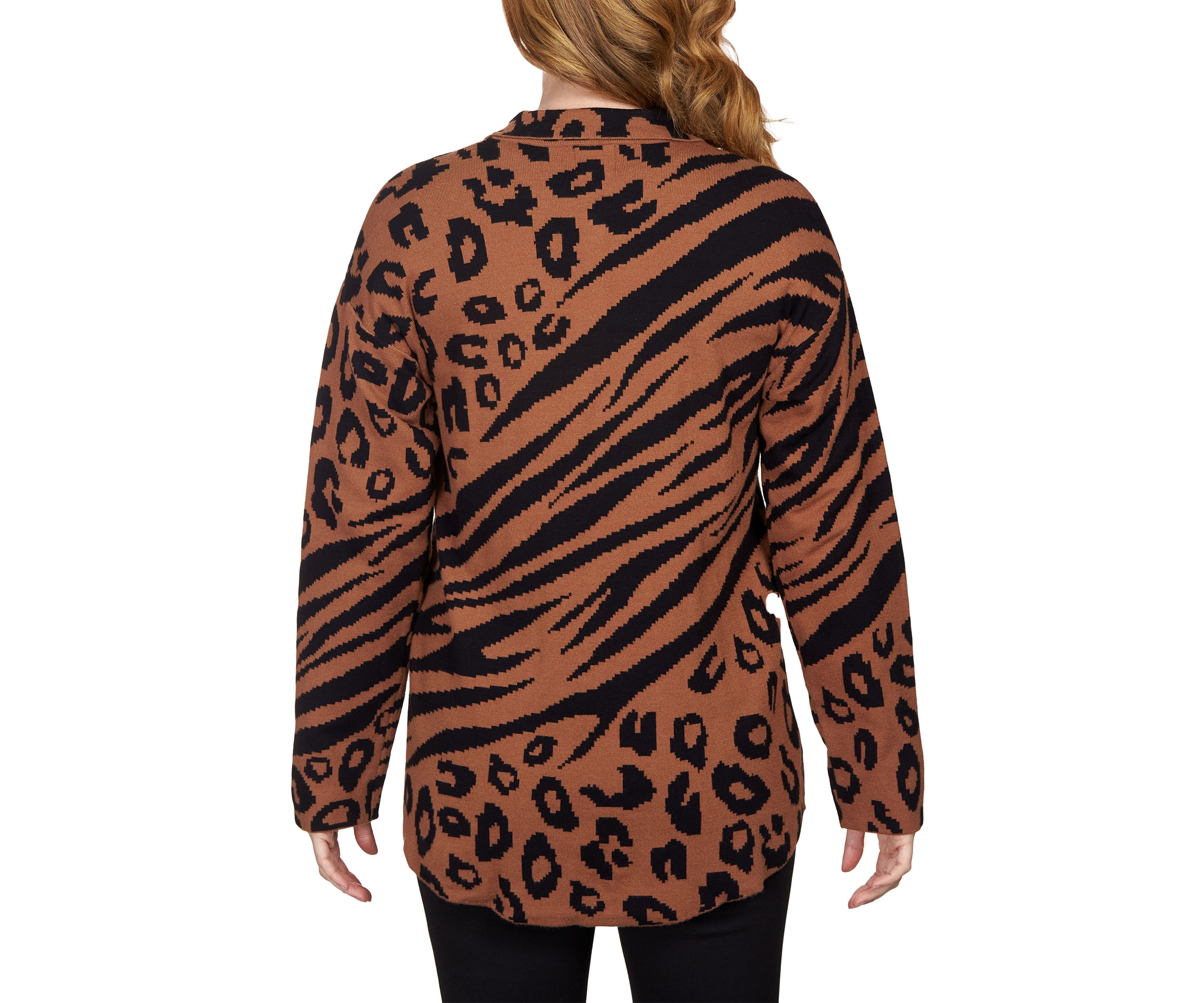 Petite Animal Print Shacket Sweater Jacket