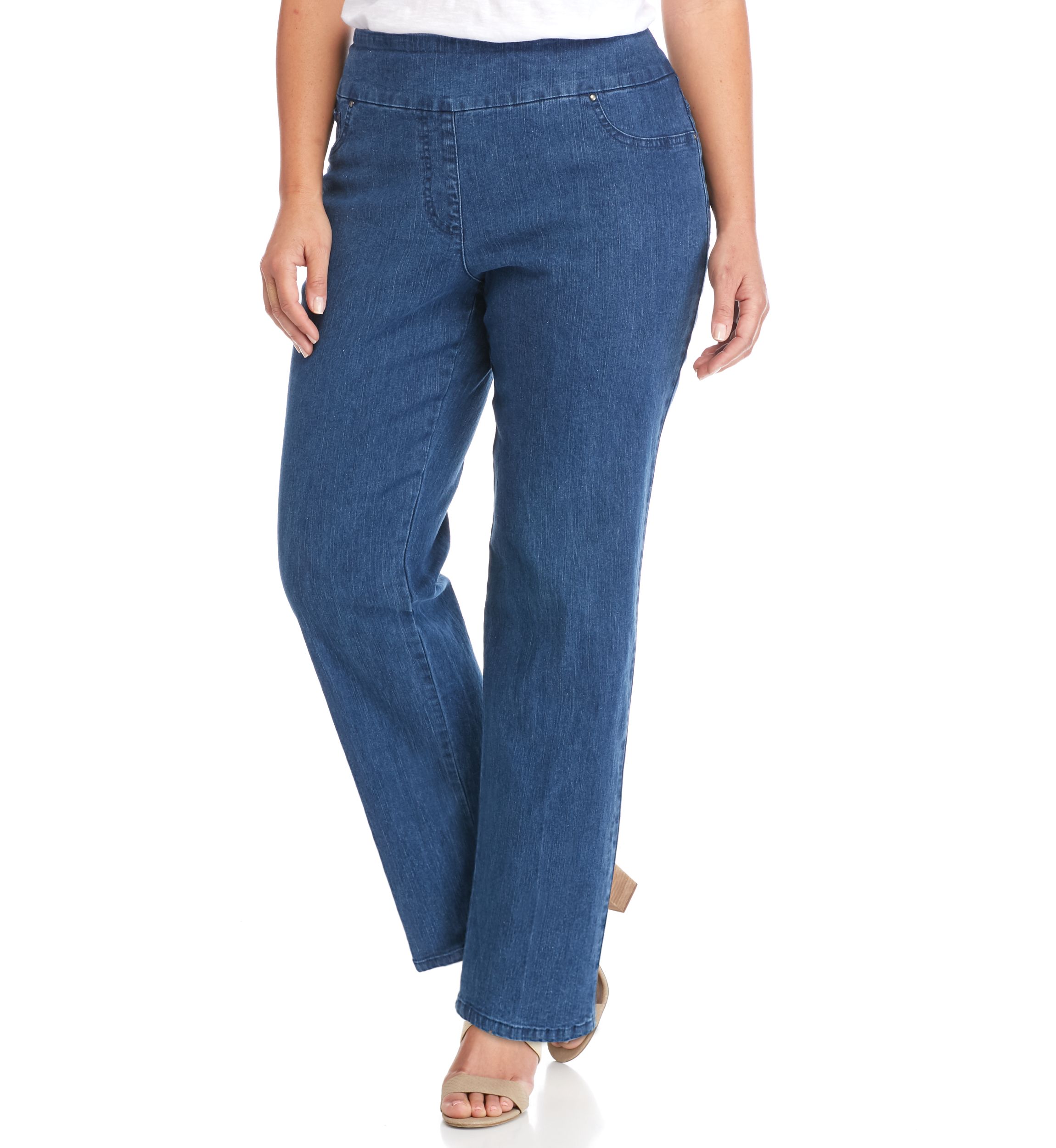 Plus Size Stretch Denim Pants - Short Length