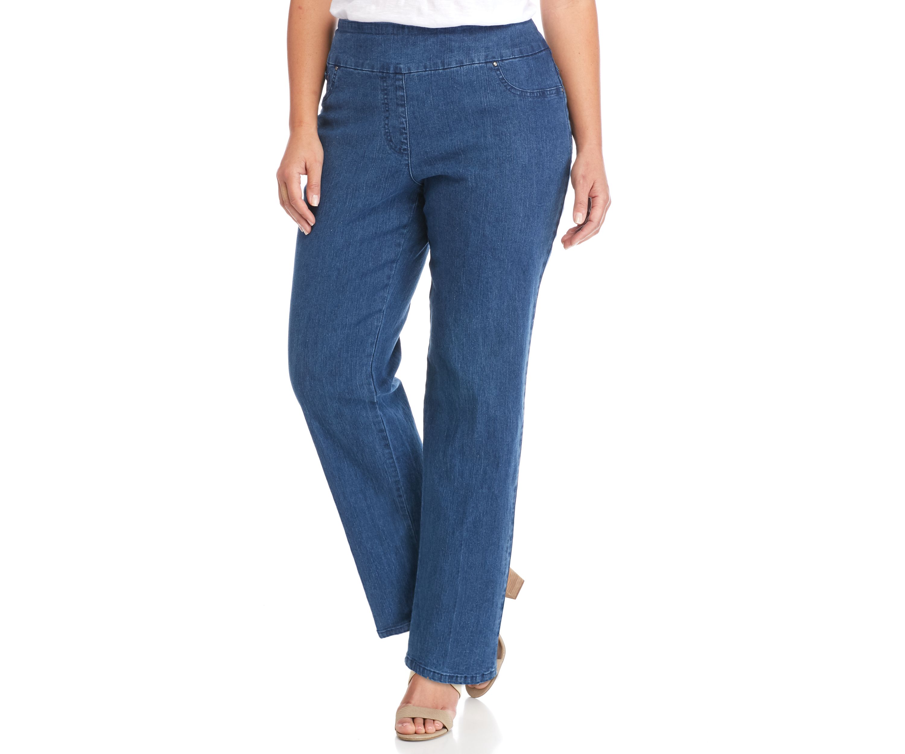 Plus Size Stretch Denim Pants - Short Length