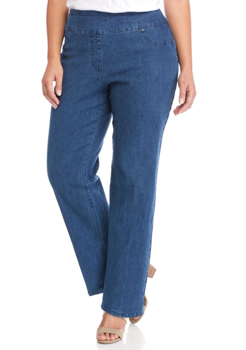 Plus Size Stretch Denim Pants - Short Length