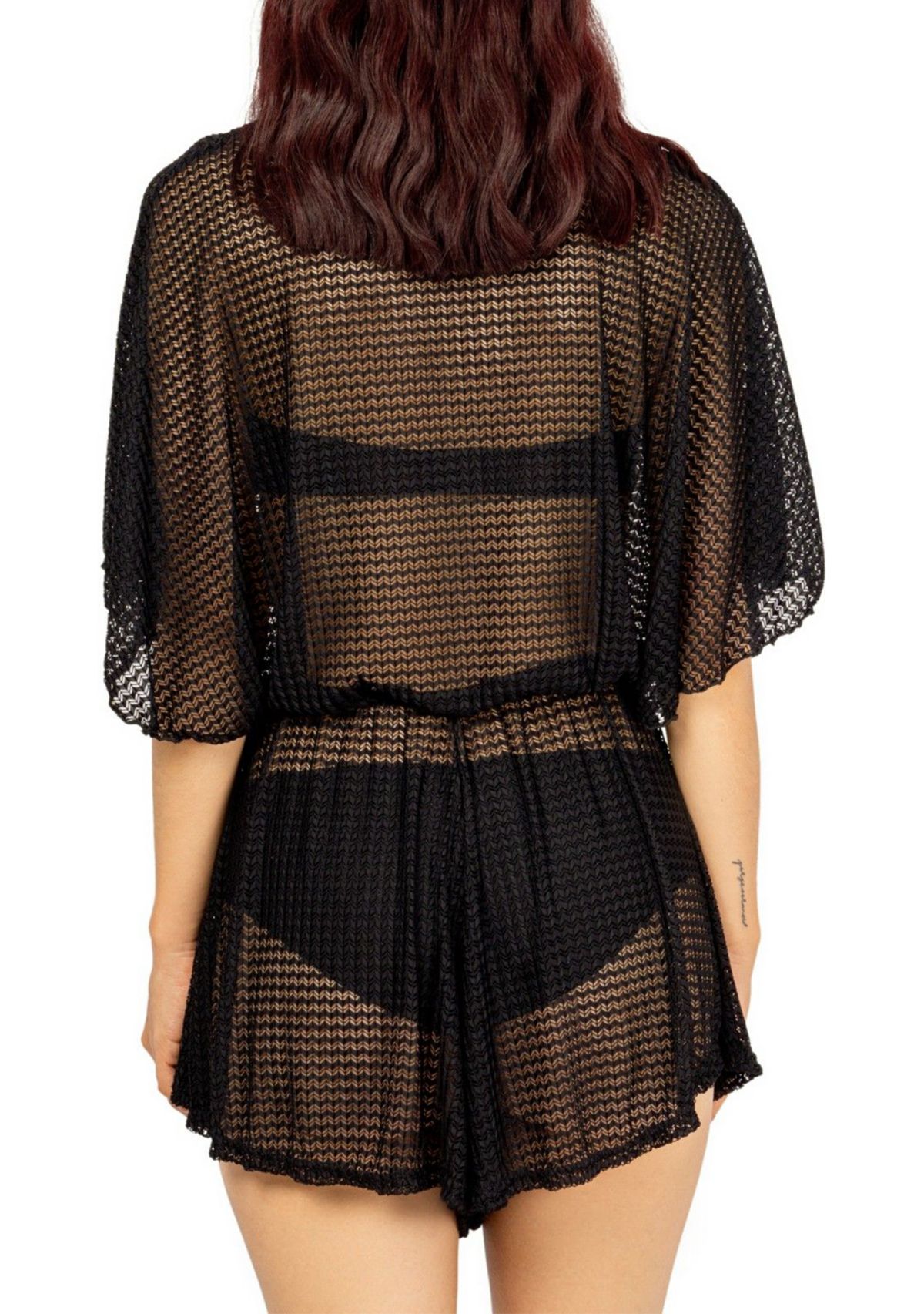 Textured Deep V-Neck Romper