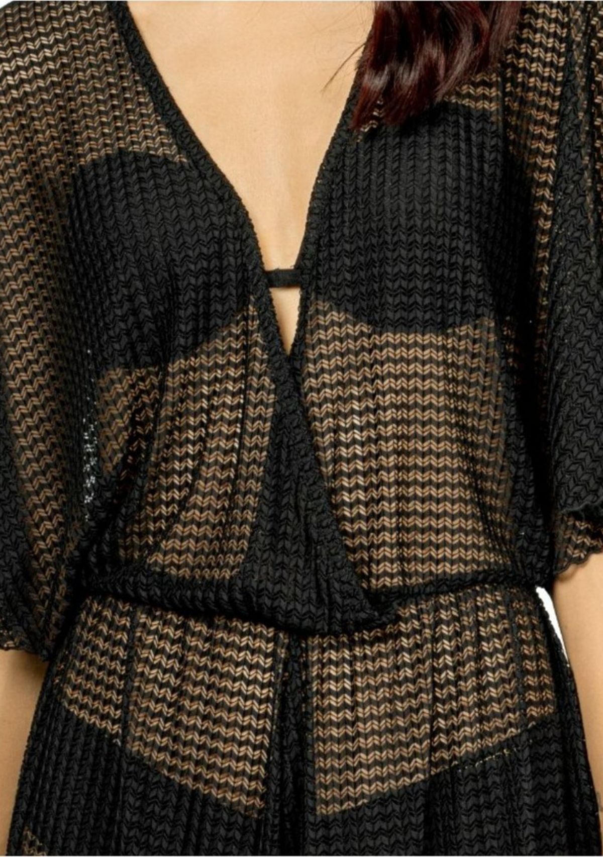 Textured Deep V-Neck Romper