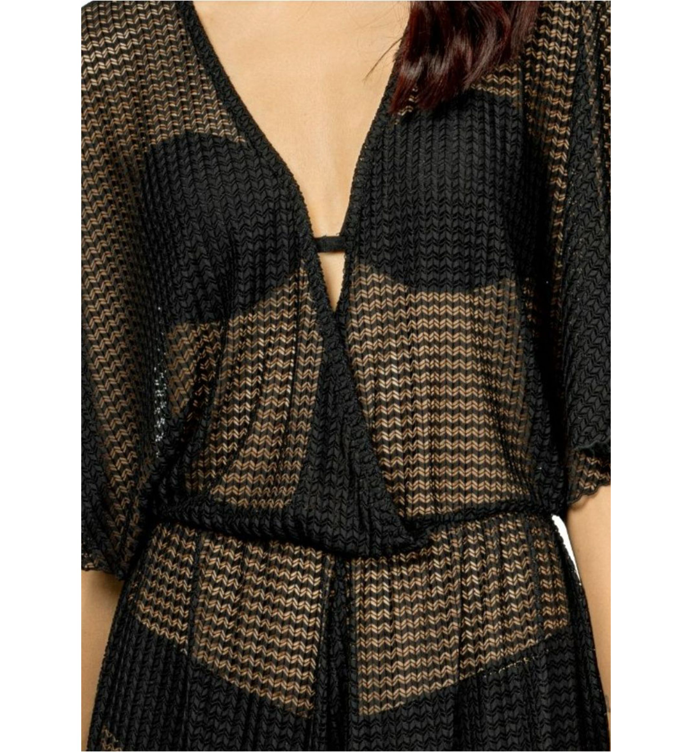 Textured Deep V-Neck Romper