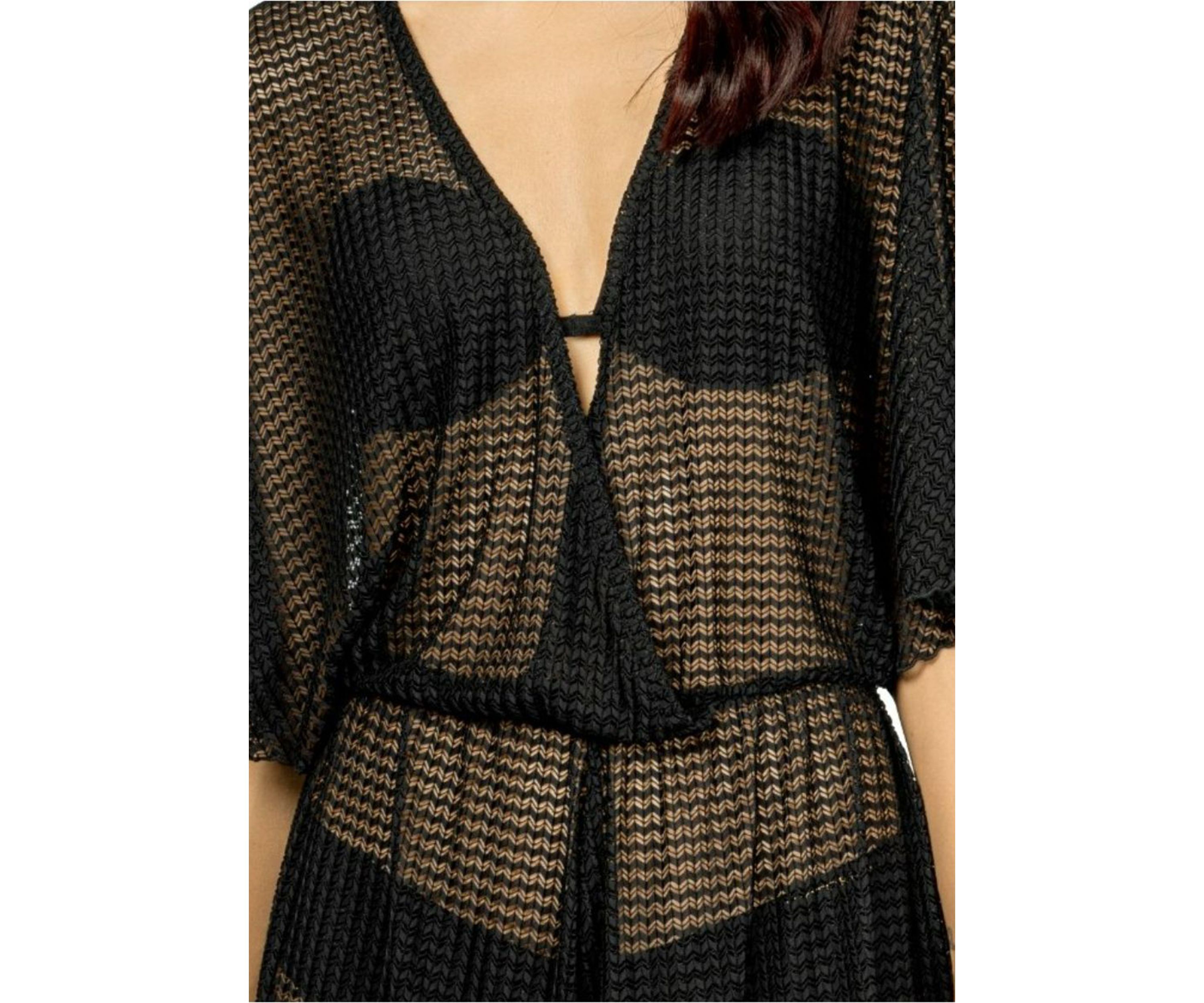Textured Deep V-Neck Romper