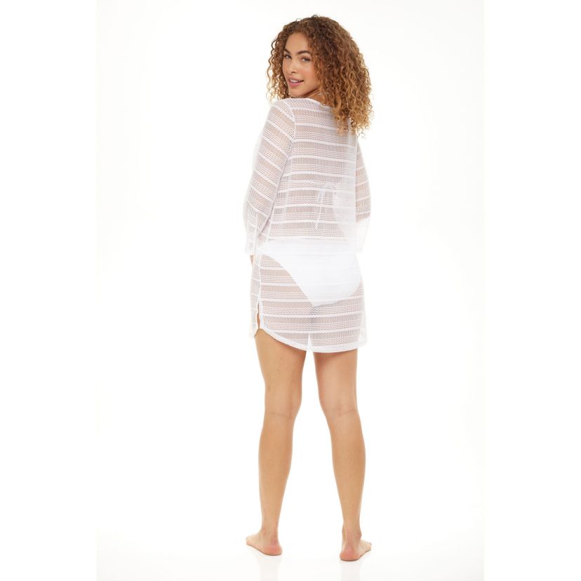 AC23028 Arrow Textured V Neck Tunic