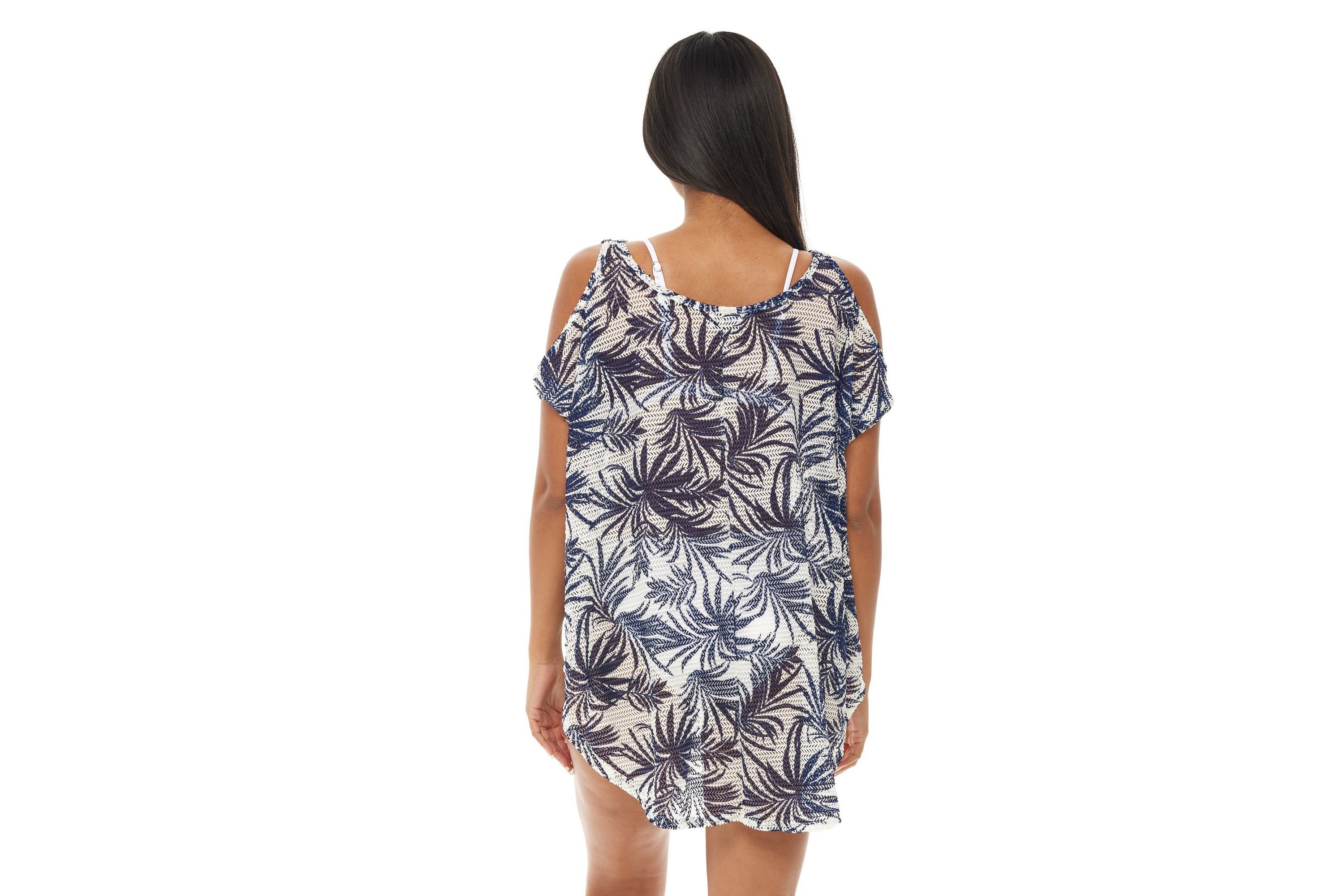 CHP17036  Printed Cold Shoulder Tunic