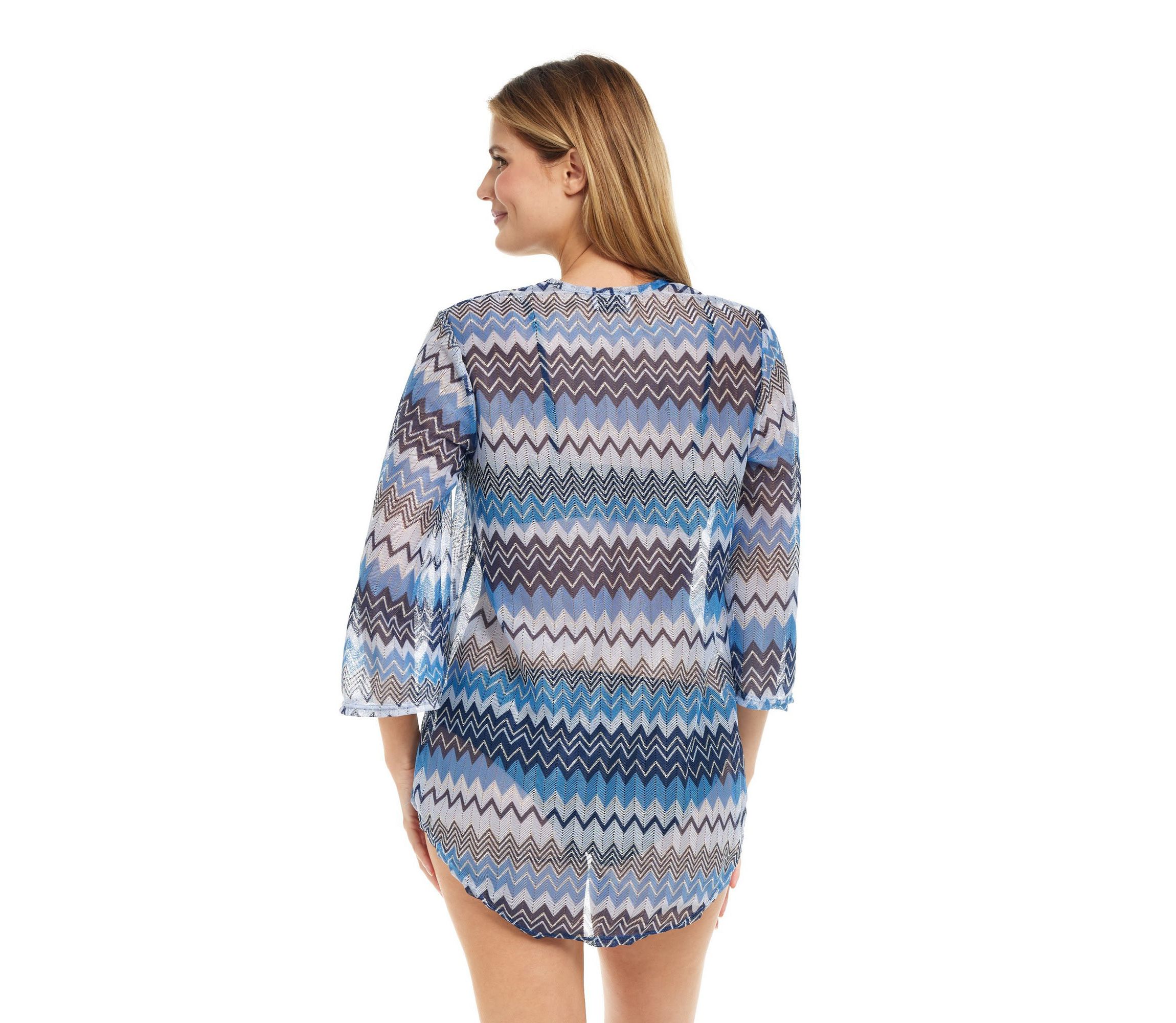 ZIG20223  Zigzag U Neck Bell Sleeve Tunic