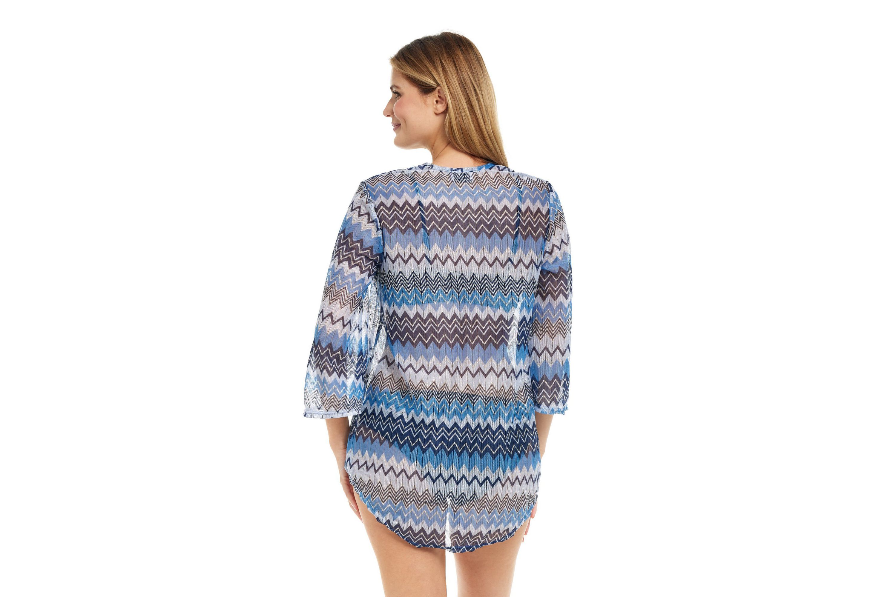 ZIG20223  Zigzag U Neck Bell Sleeve Tunic