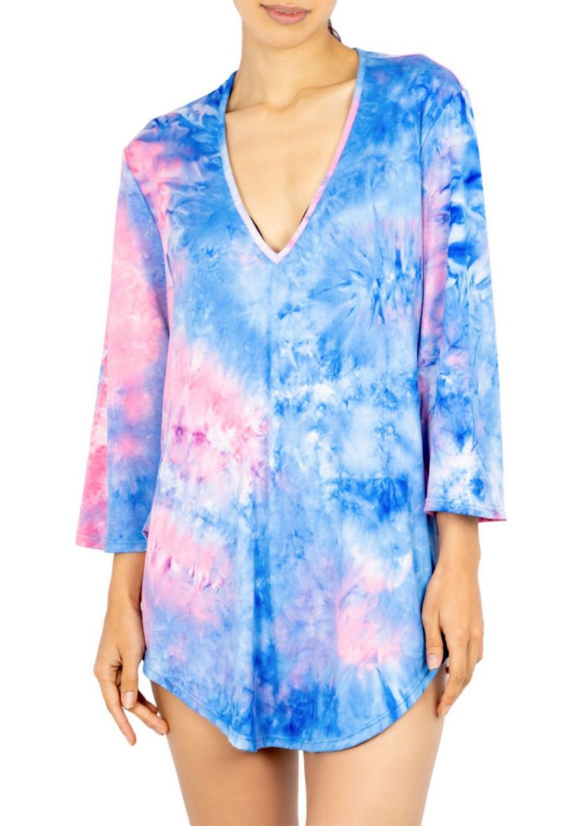 Soft Brushed Jersey Tie Dye V-Neck Tunic