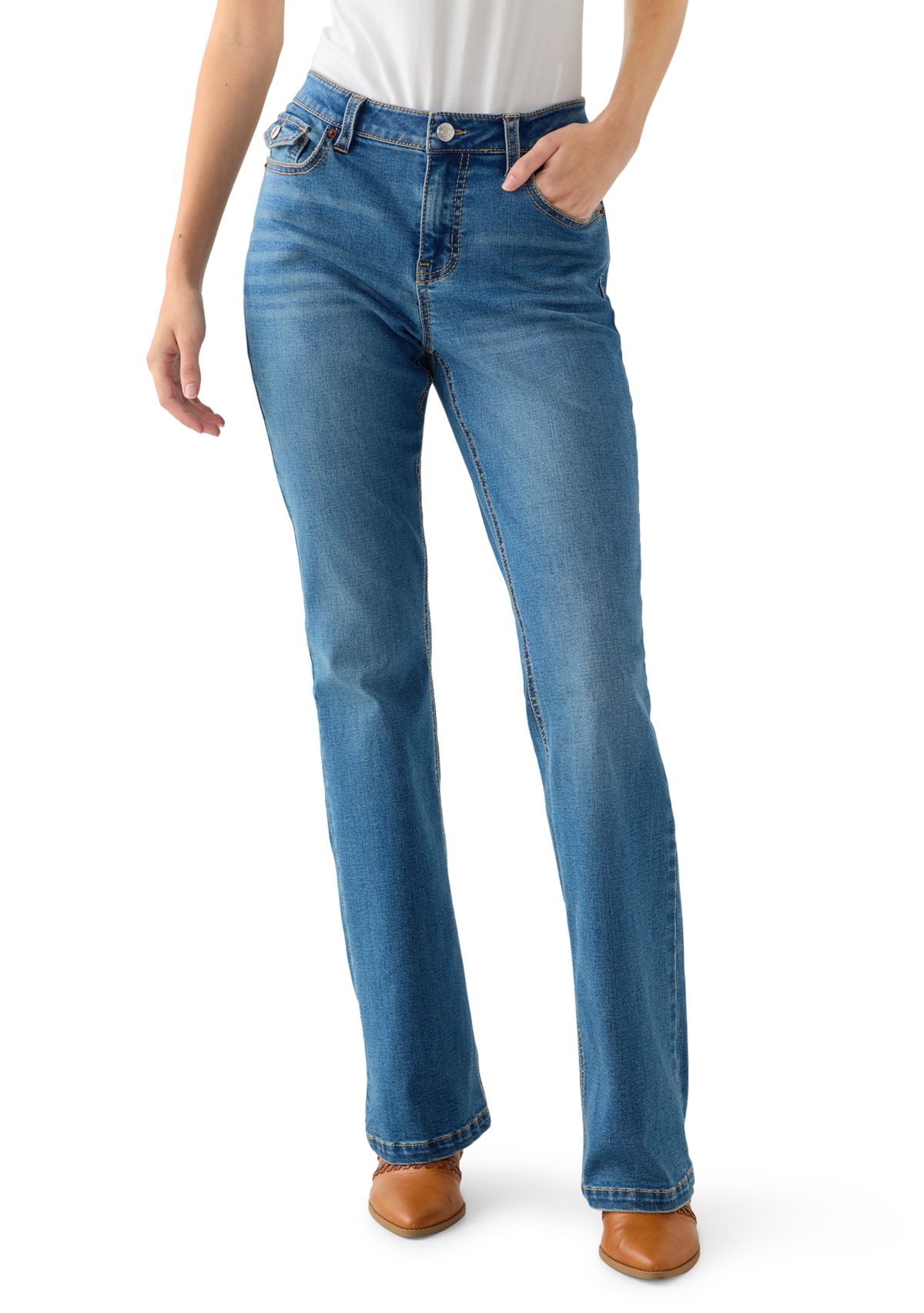 Womens Back Flap Boot Cut Jeans
