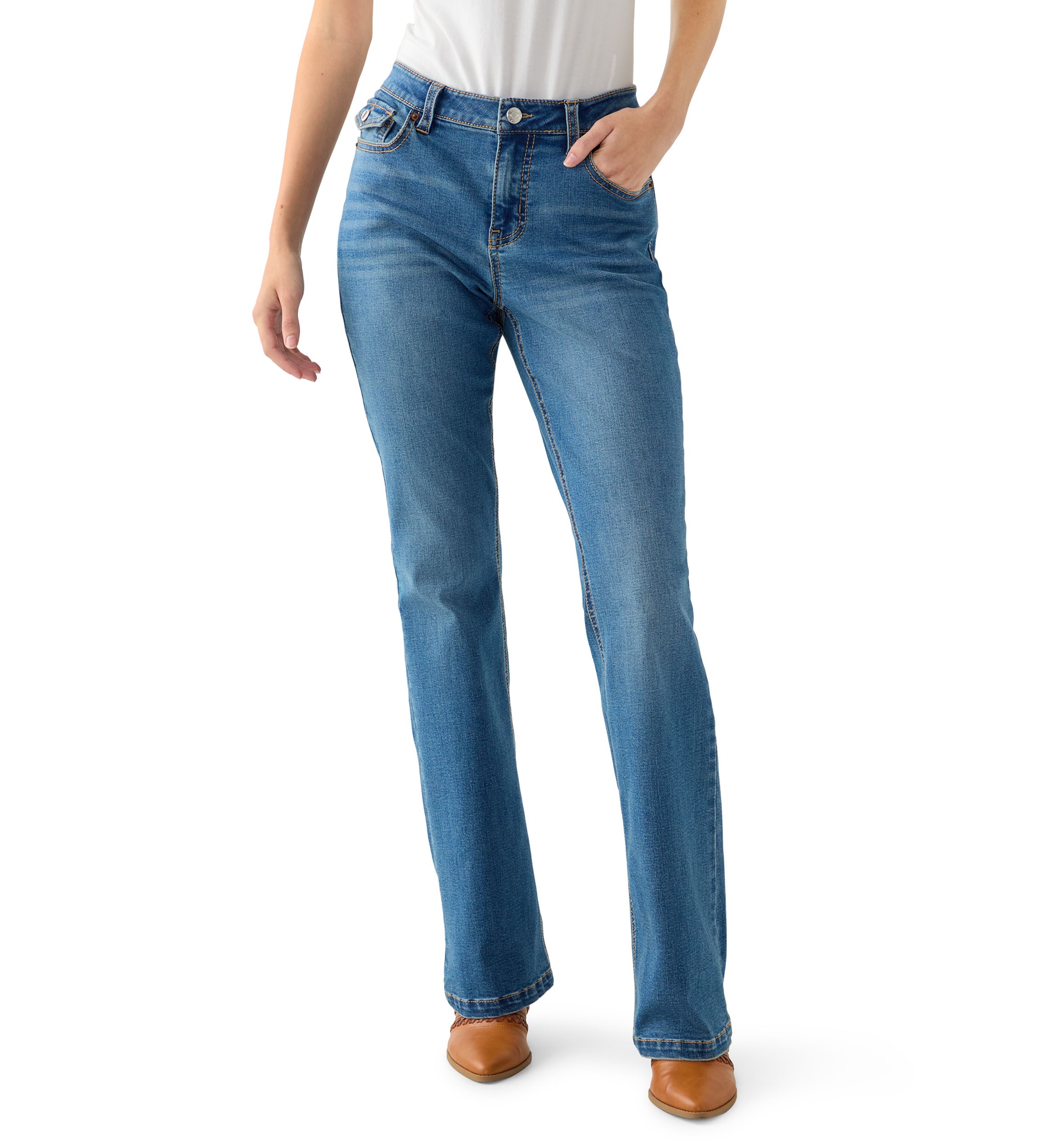 Womens Back Flap Boot Cut Jeans