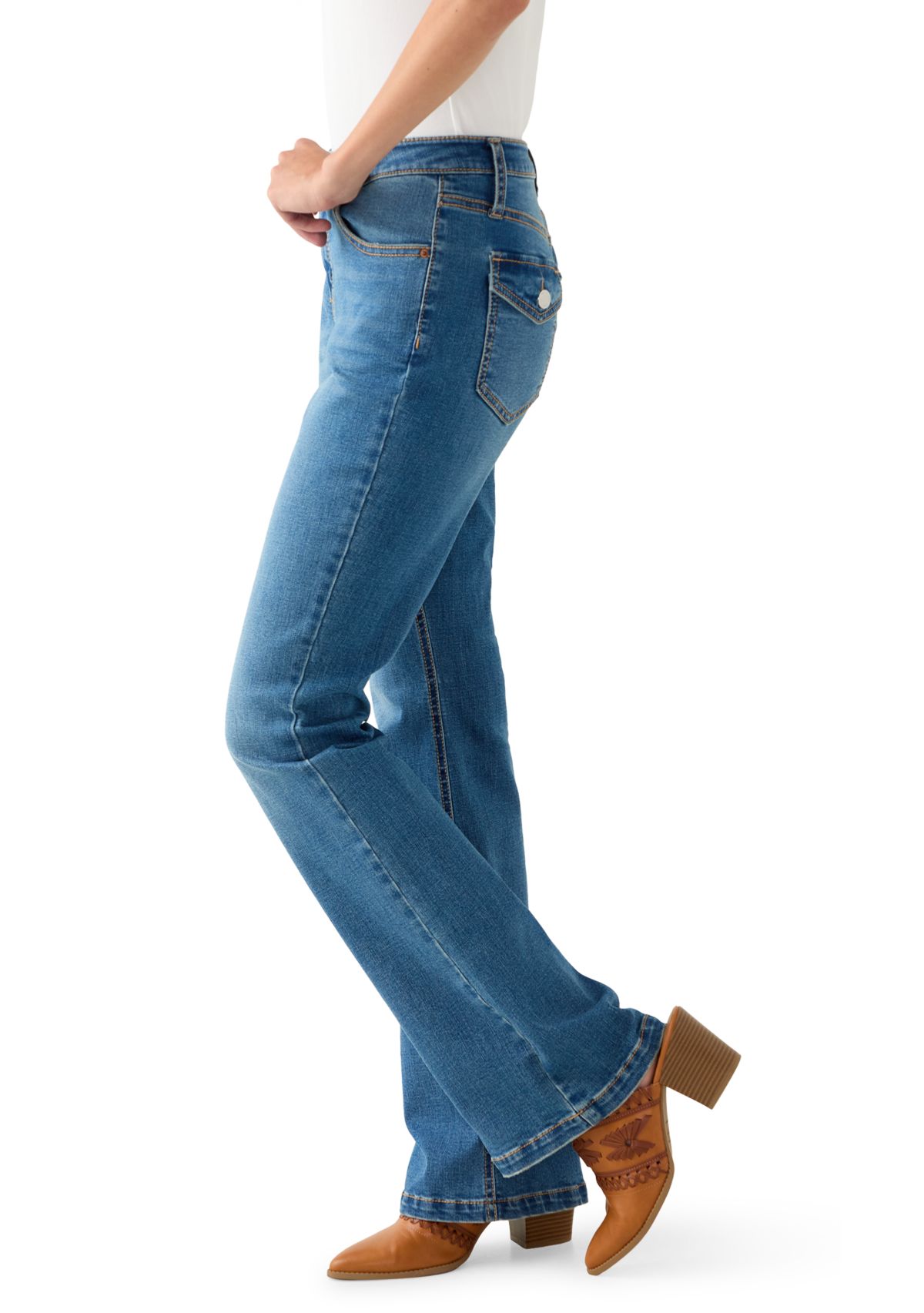 Womens Back Flap Boot Cut Jeans