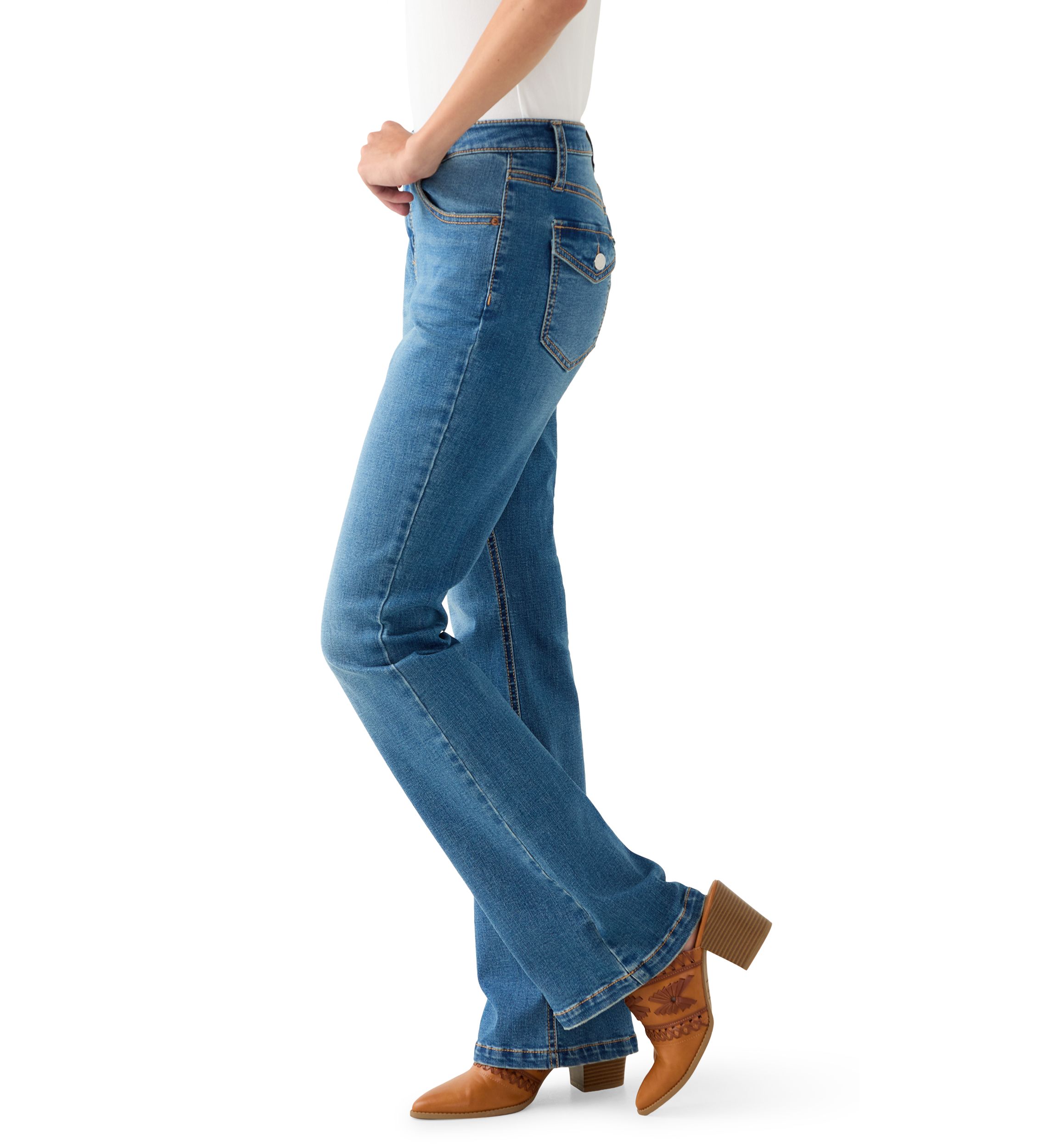 Womens Back Flap Boot Cut Jeans