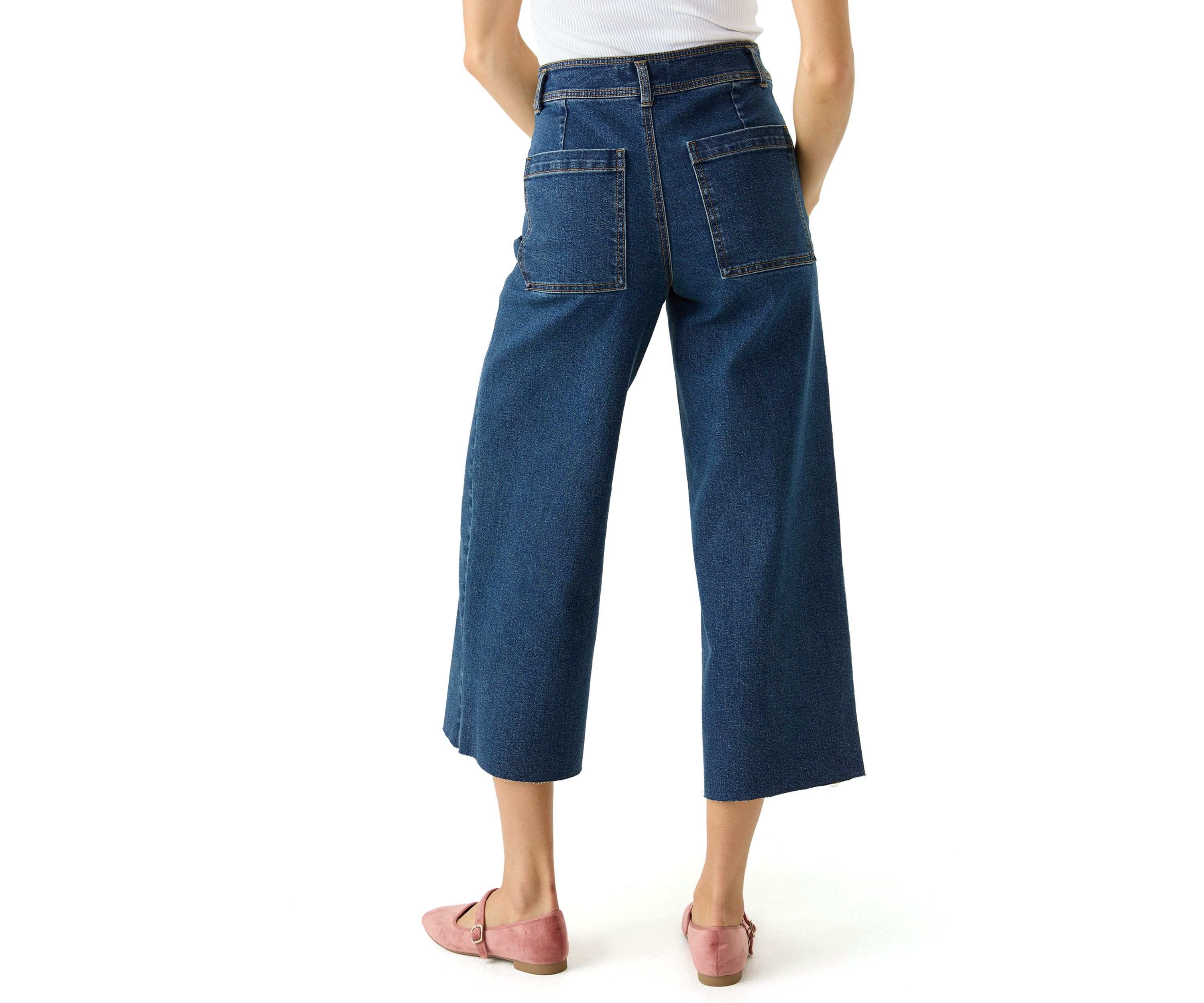 Womens Cropped Wide Leg Jeans
