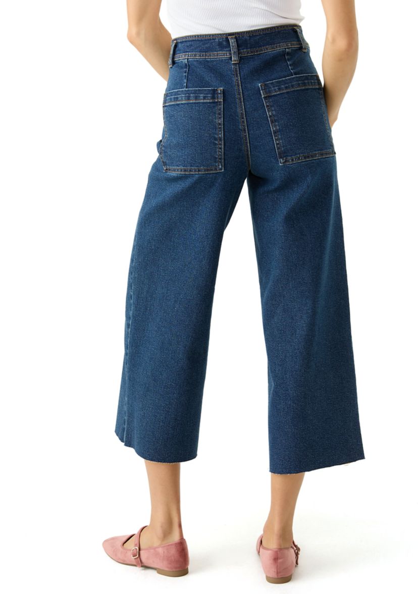 Womens Cropped Wide Leg Jeans