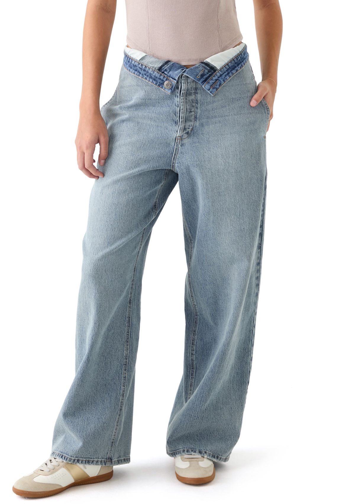 Womens Foldover Waist Jeans