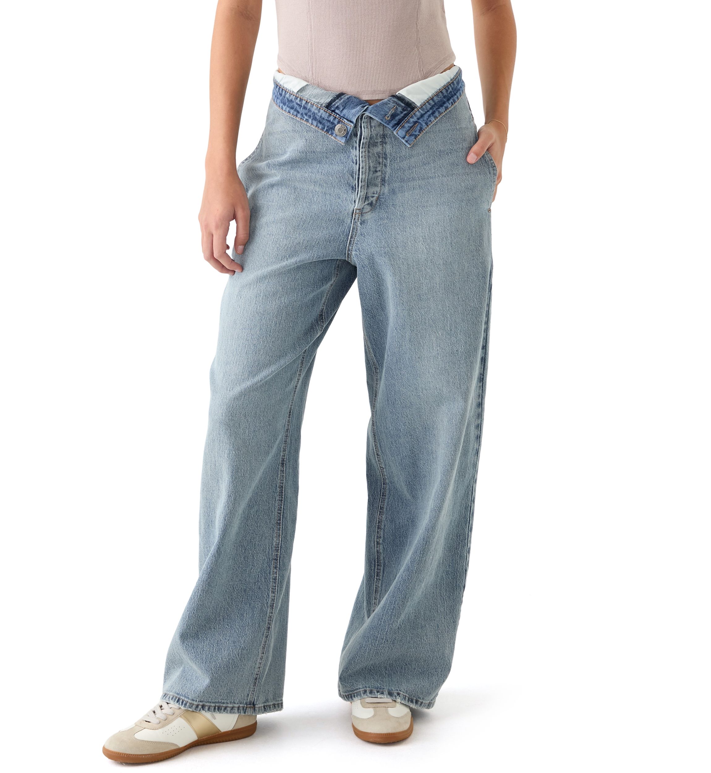 Womens Foldover Waist Jeans