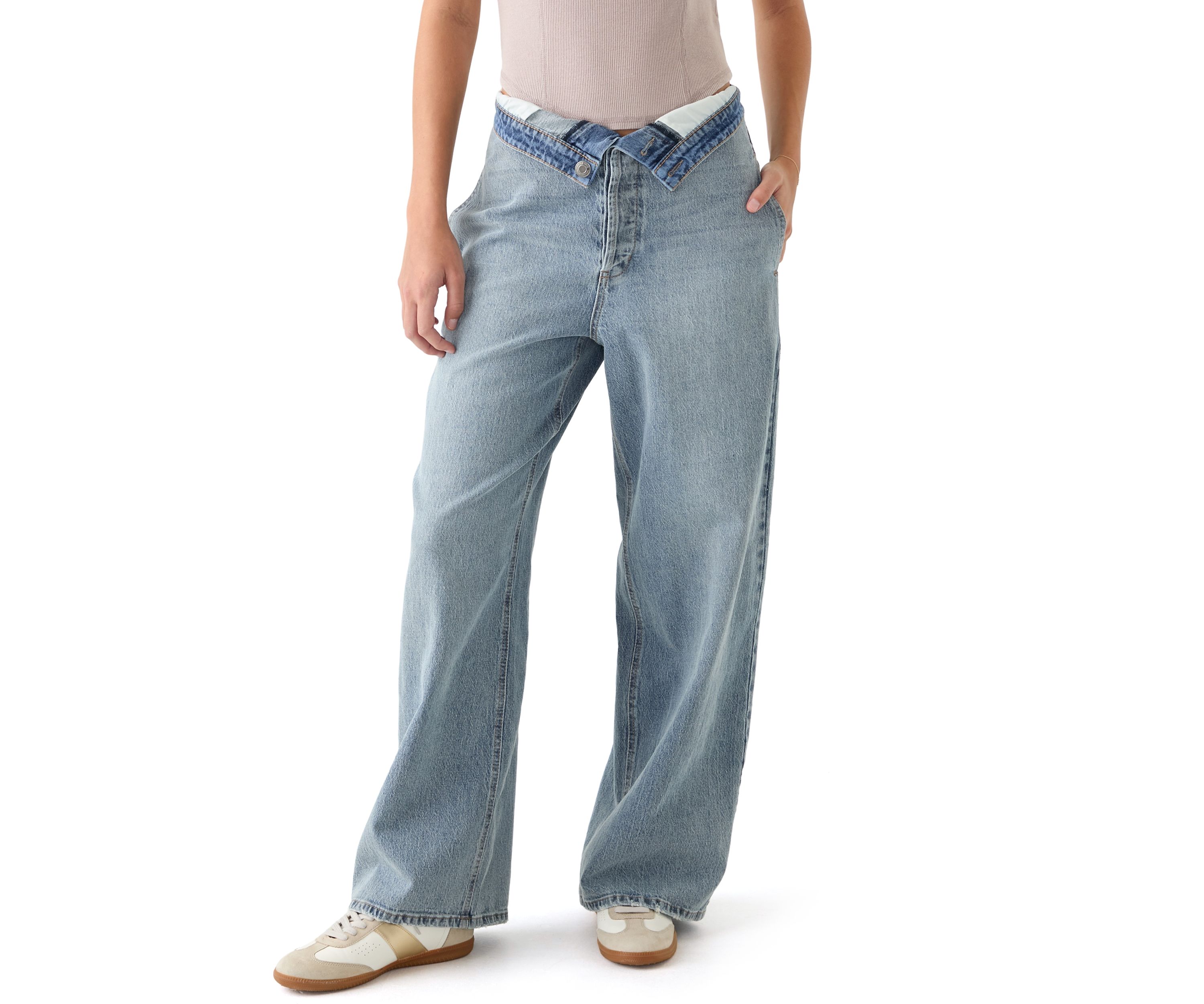 Womens Foldover Waist Jeans