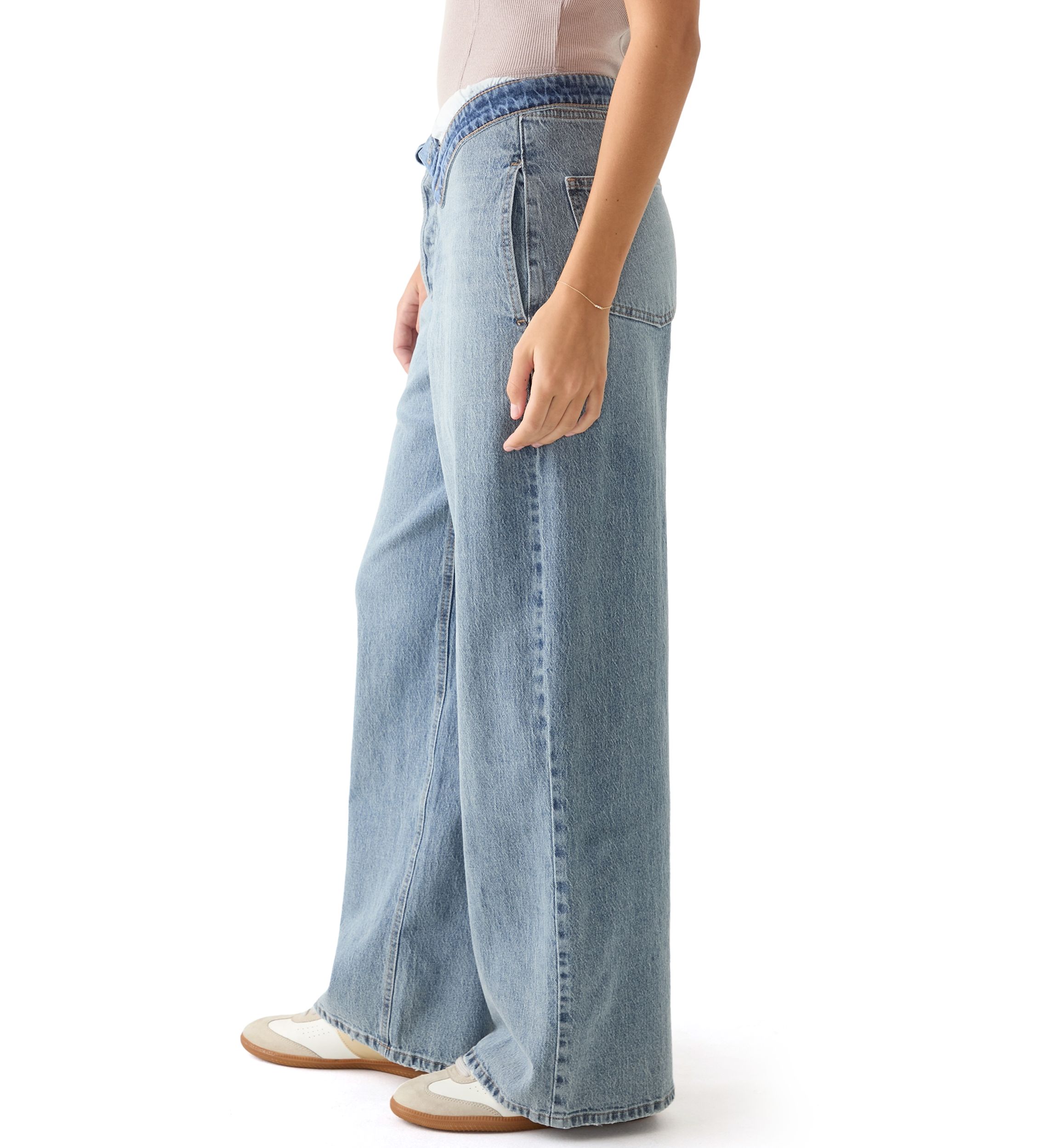 Womens Foldover Waist Jeans