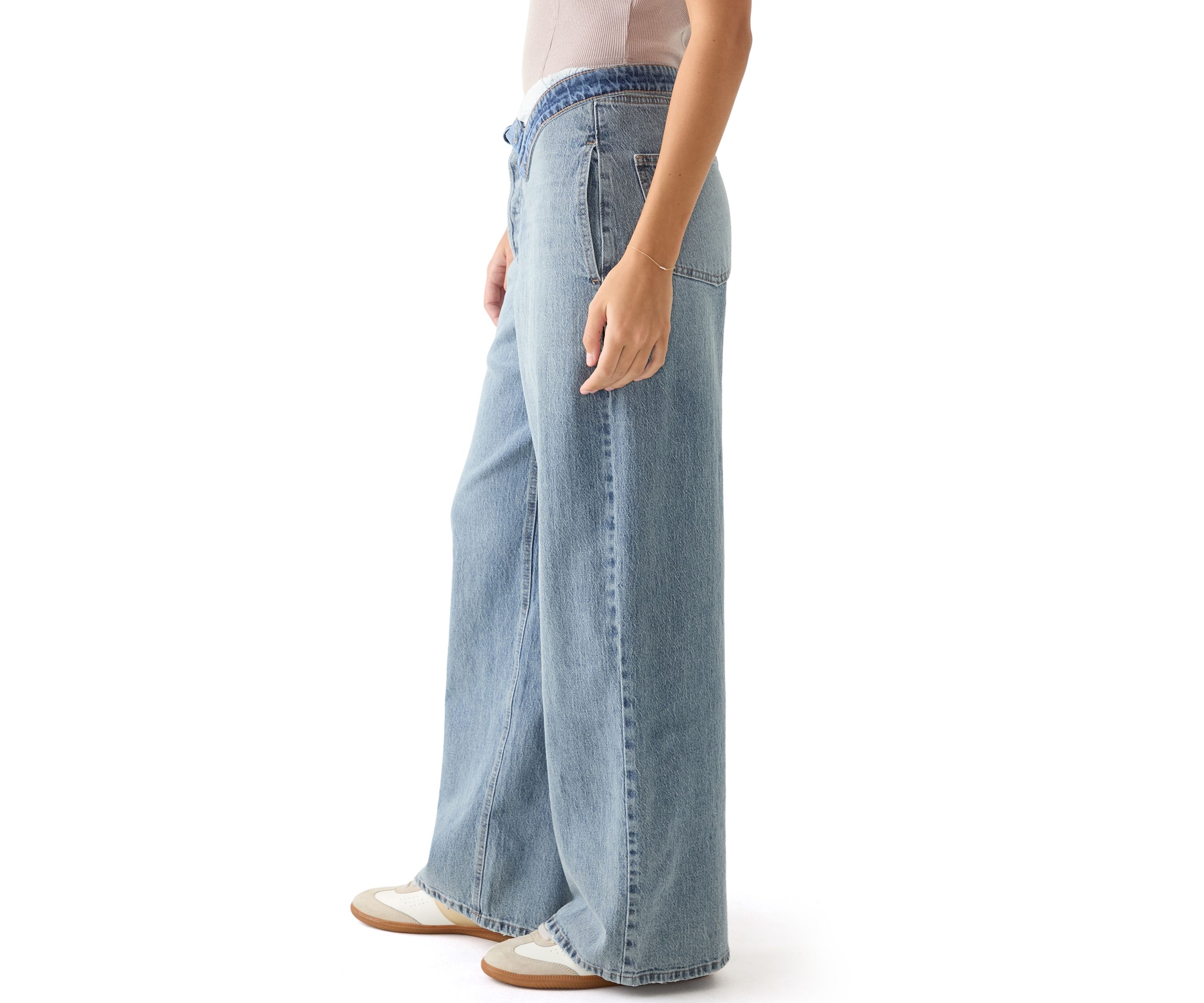 Womens Foldover Waist Jeans