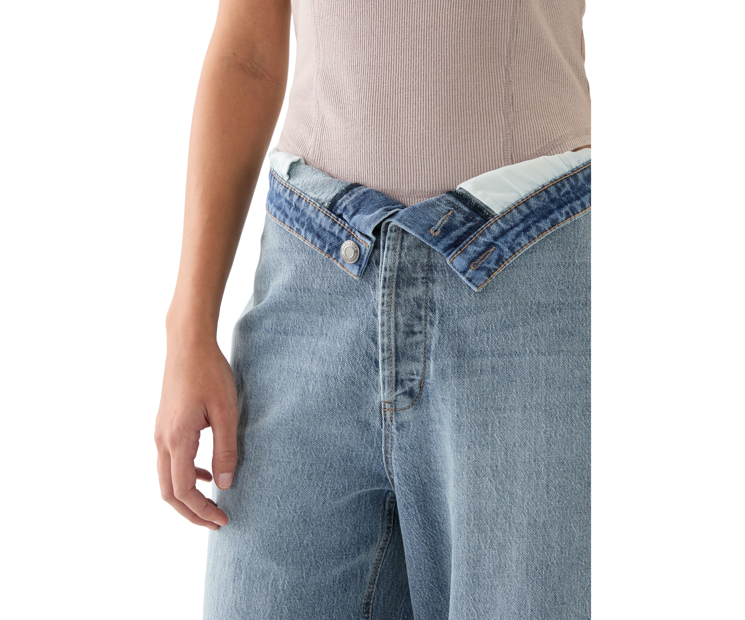 Womens Foldover Waist Jeans