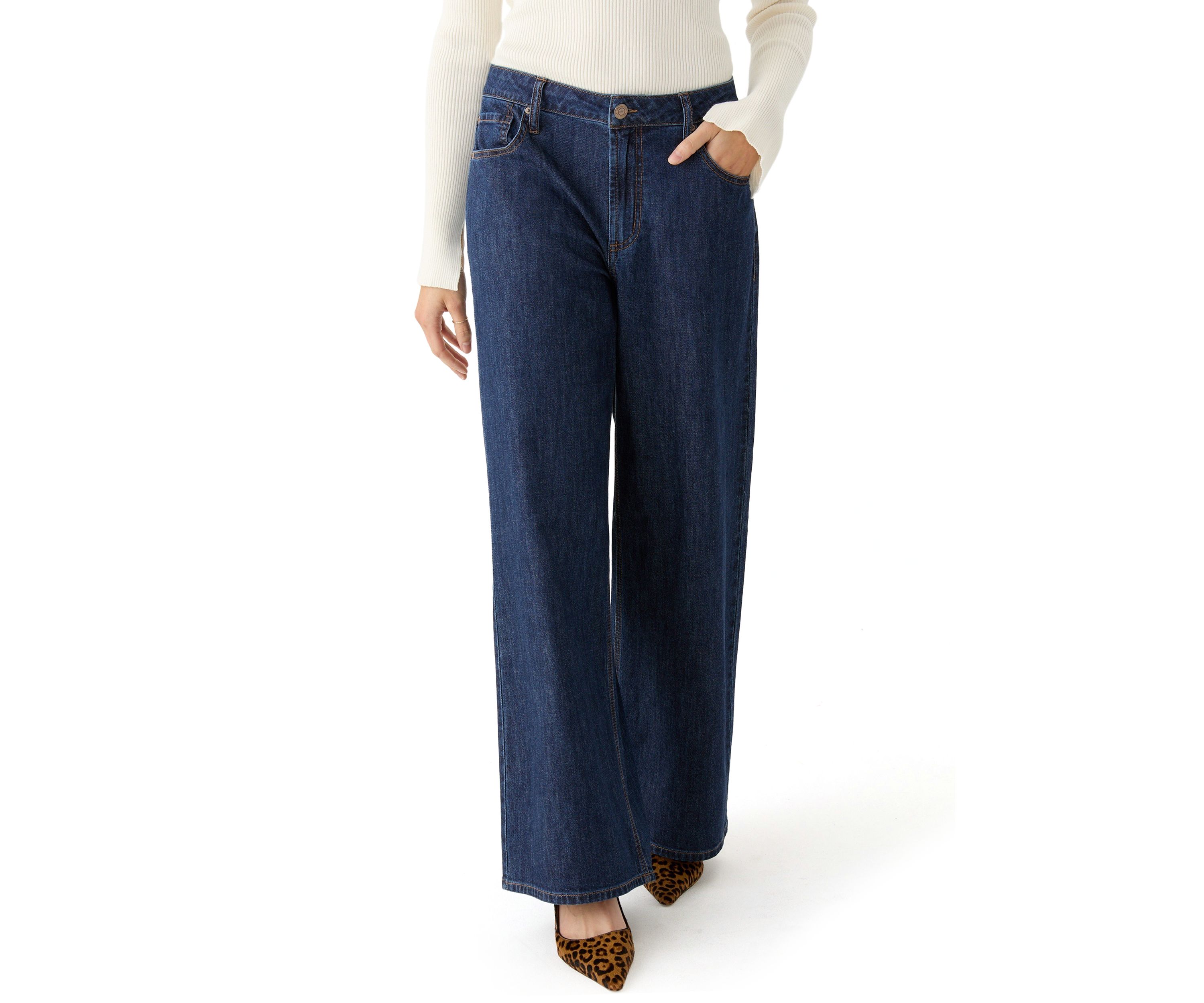 Womens Slouchy Wide Leg Denim Jeans