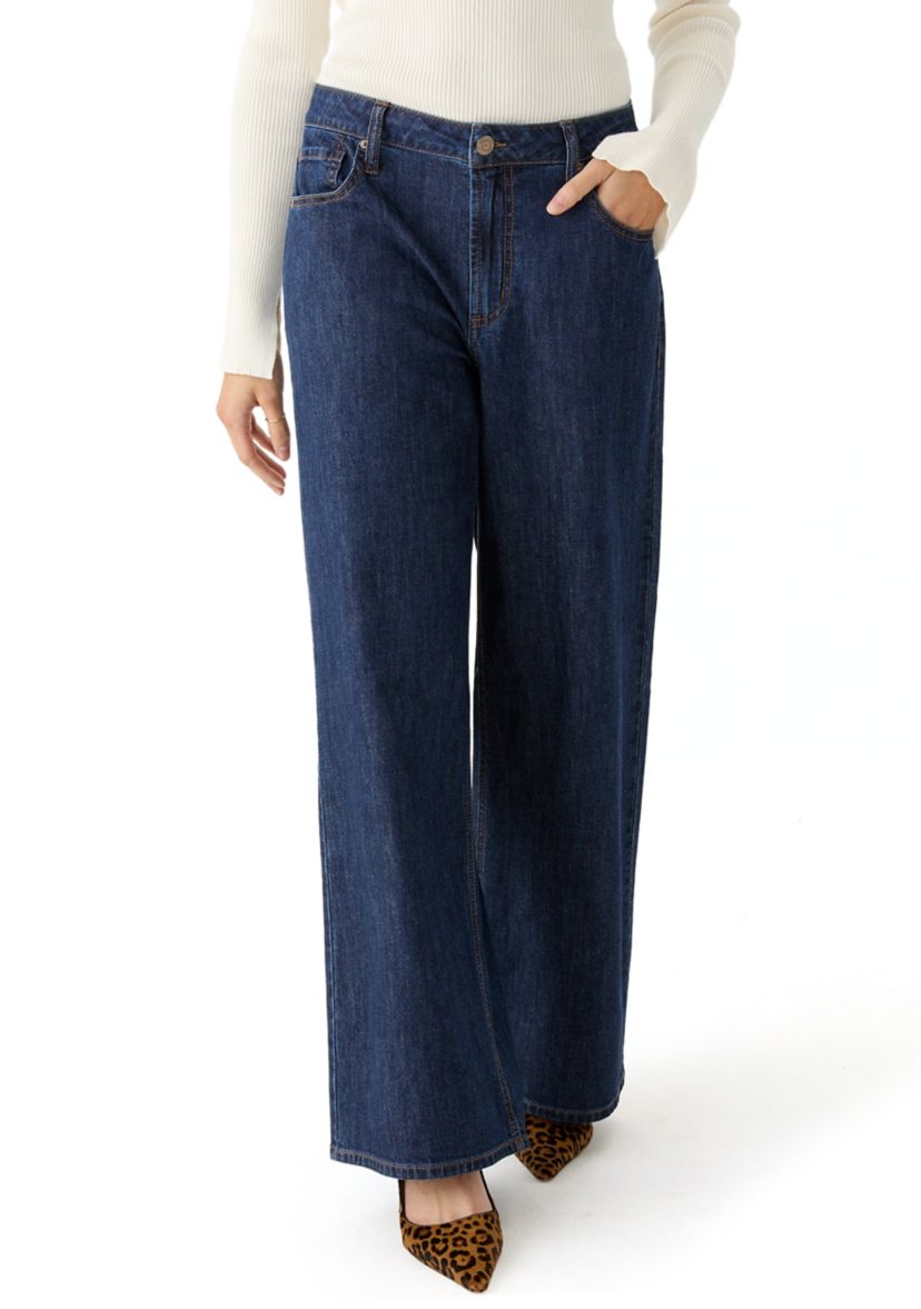 Womens Slouchy Wide Leg Denim Jeans