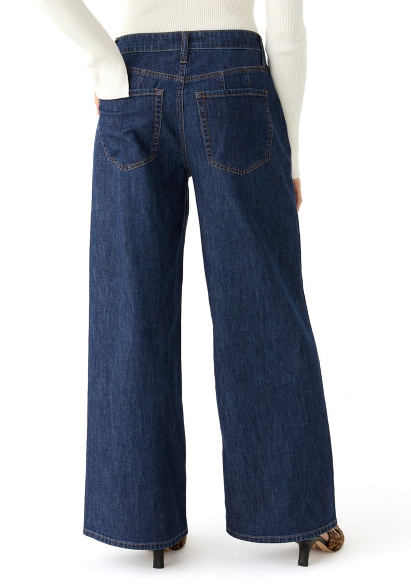 Womens Slouchy Wide Leg Denim Jeans