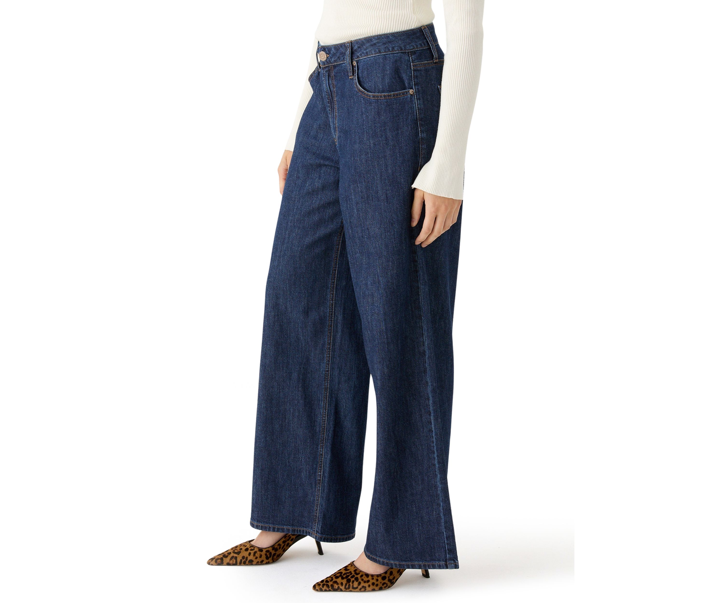 Womens Slouchy Wide Leg Denim Jeans