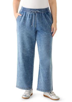 Vanilla Star Women's Plus Size Cozy Wide Leg Jeans, 2X