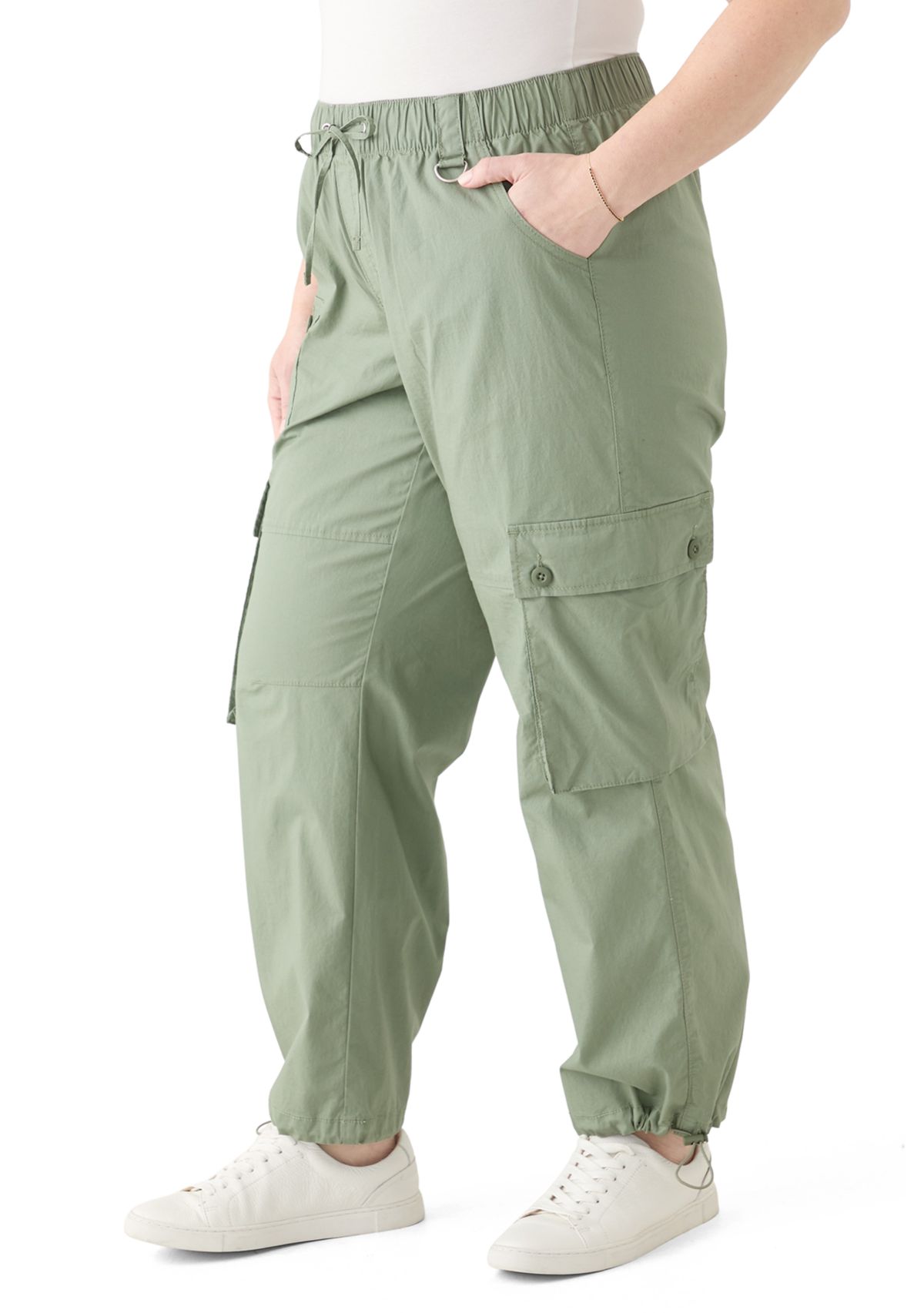 Plus Size Cargo Parachute Pants