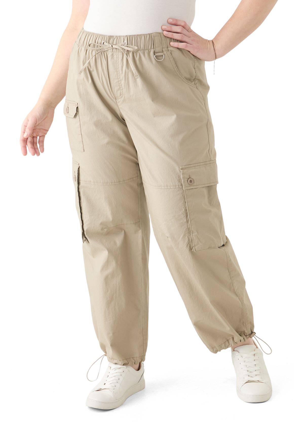Plus Size Cargo Parachute Pants