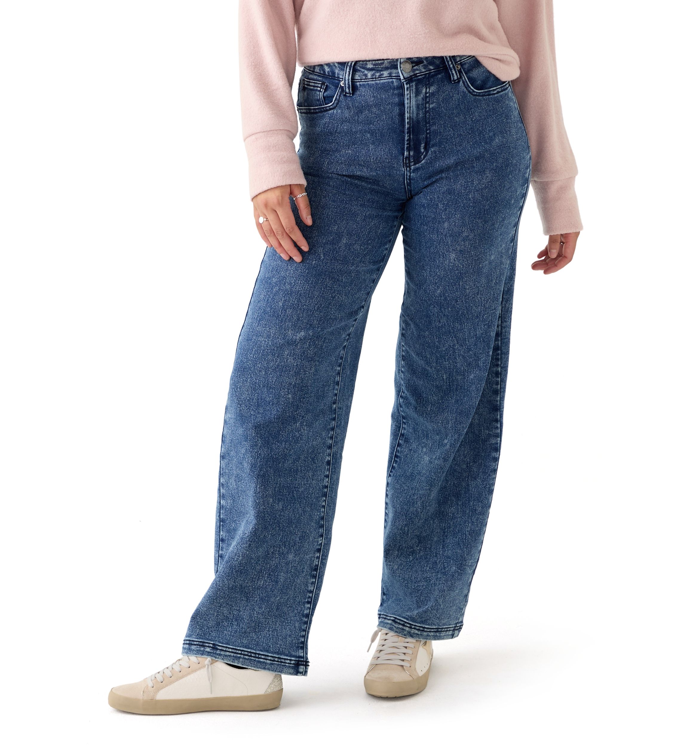 Womens Cozy Denim Wide Leg Jeans