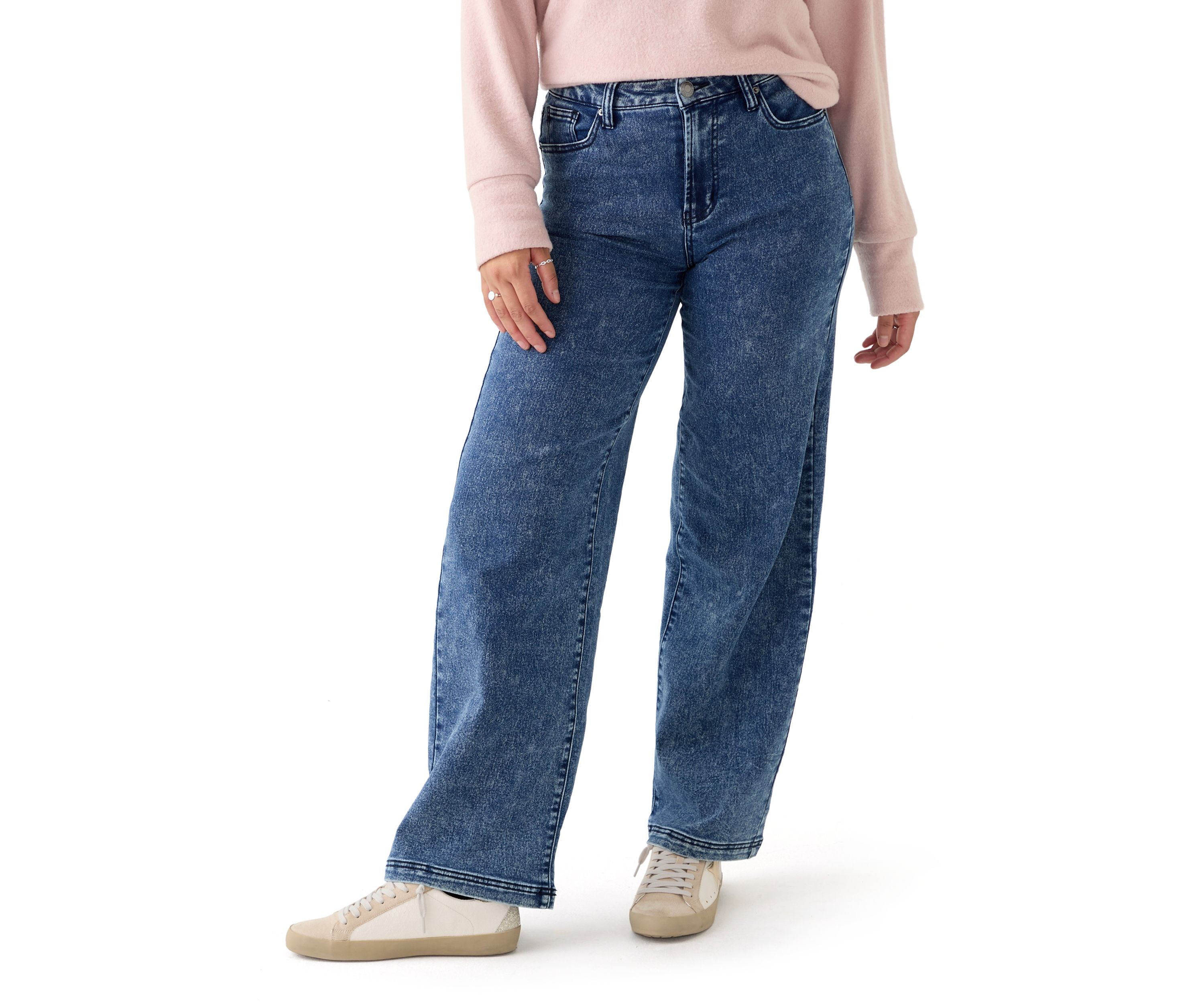 Womens Cozy Denim Wide Leg Jeans