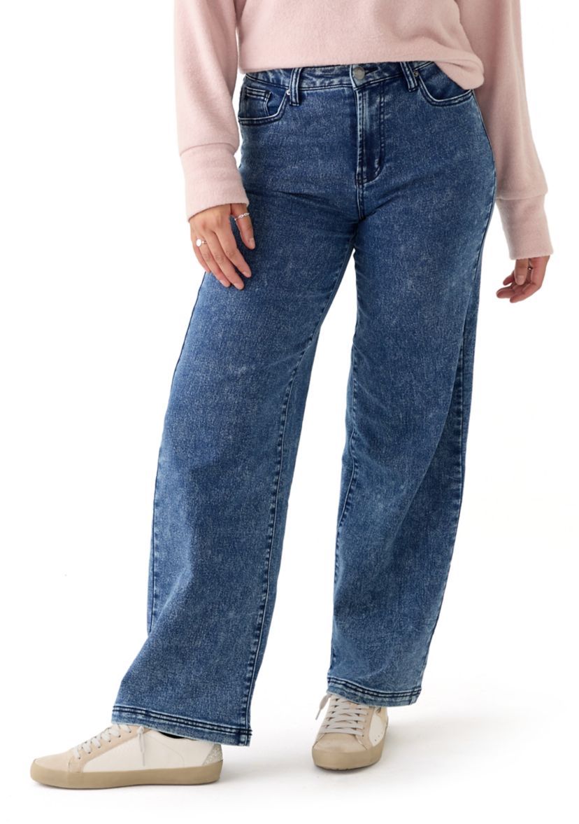 Womens Cozy Denim Wide Leg Jeans