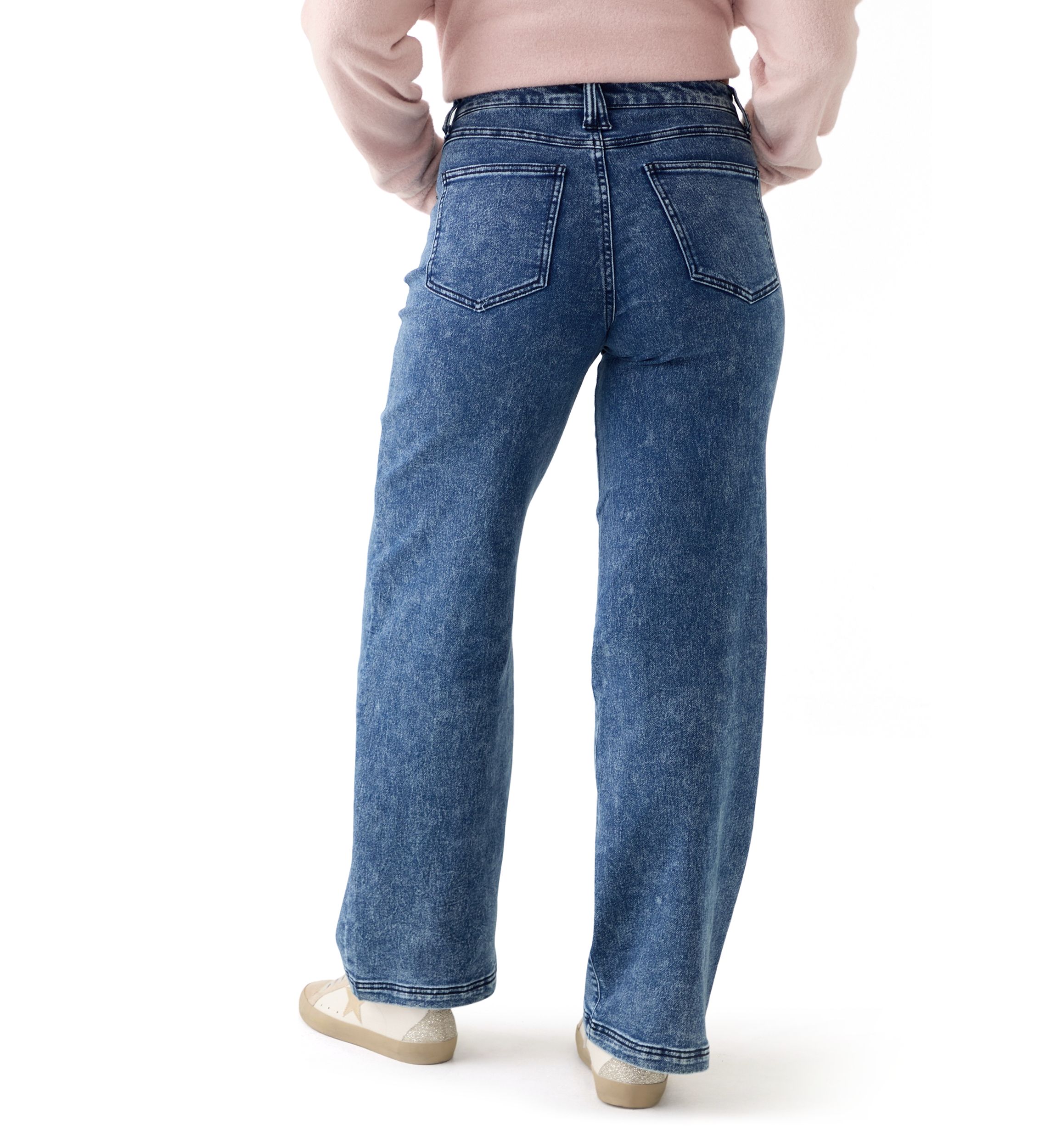 Womens Cozy Denim Wide Leg Jeans
