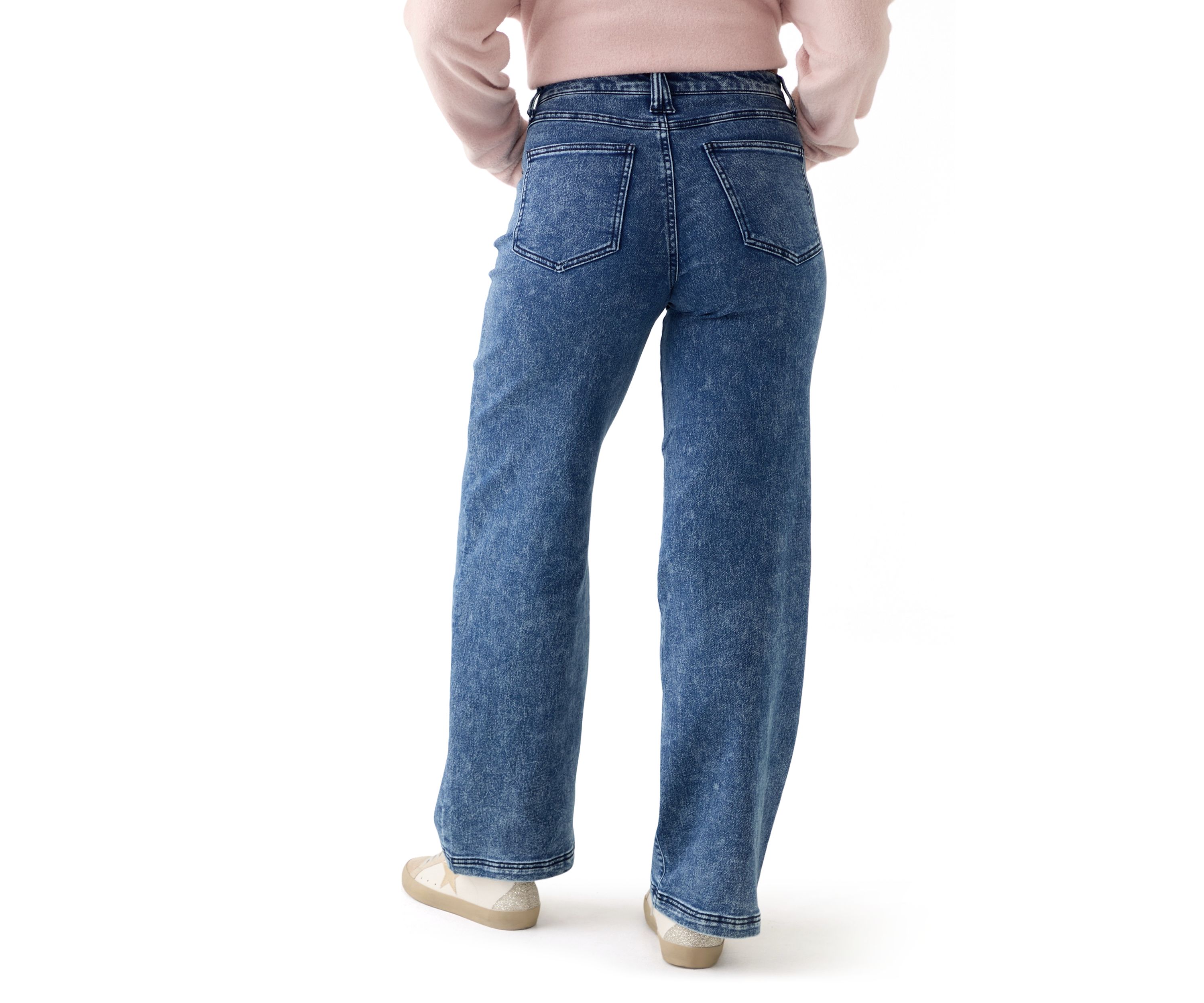 Womens Cozy Denim Wide Leg Jeans