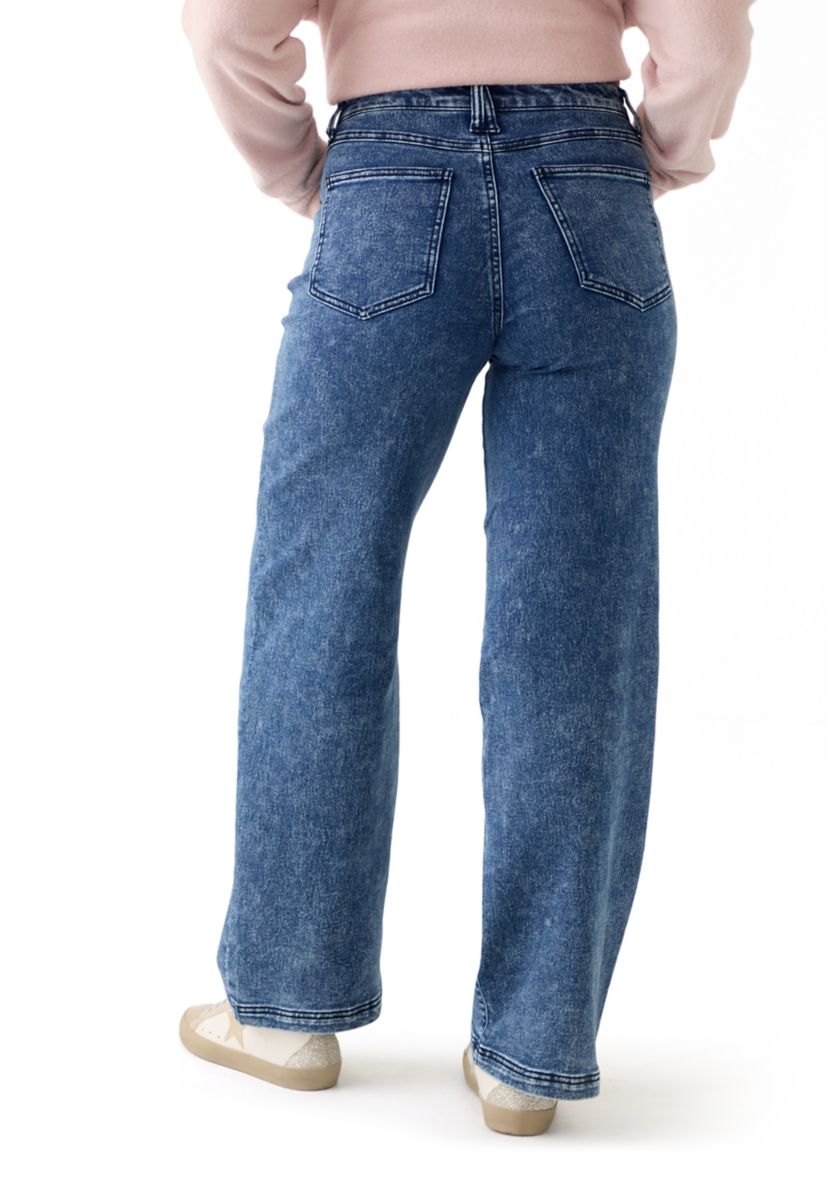 Womens Cozy Denim Wide Leg Jeans