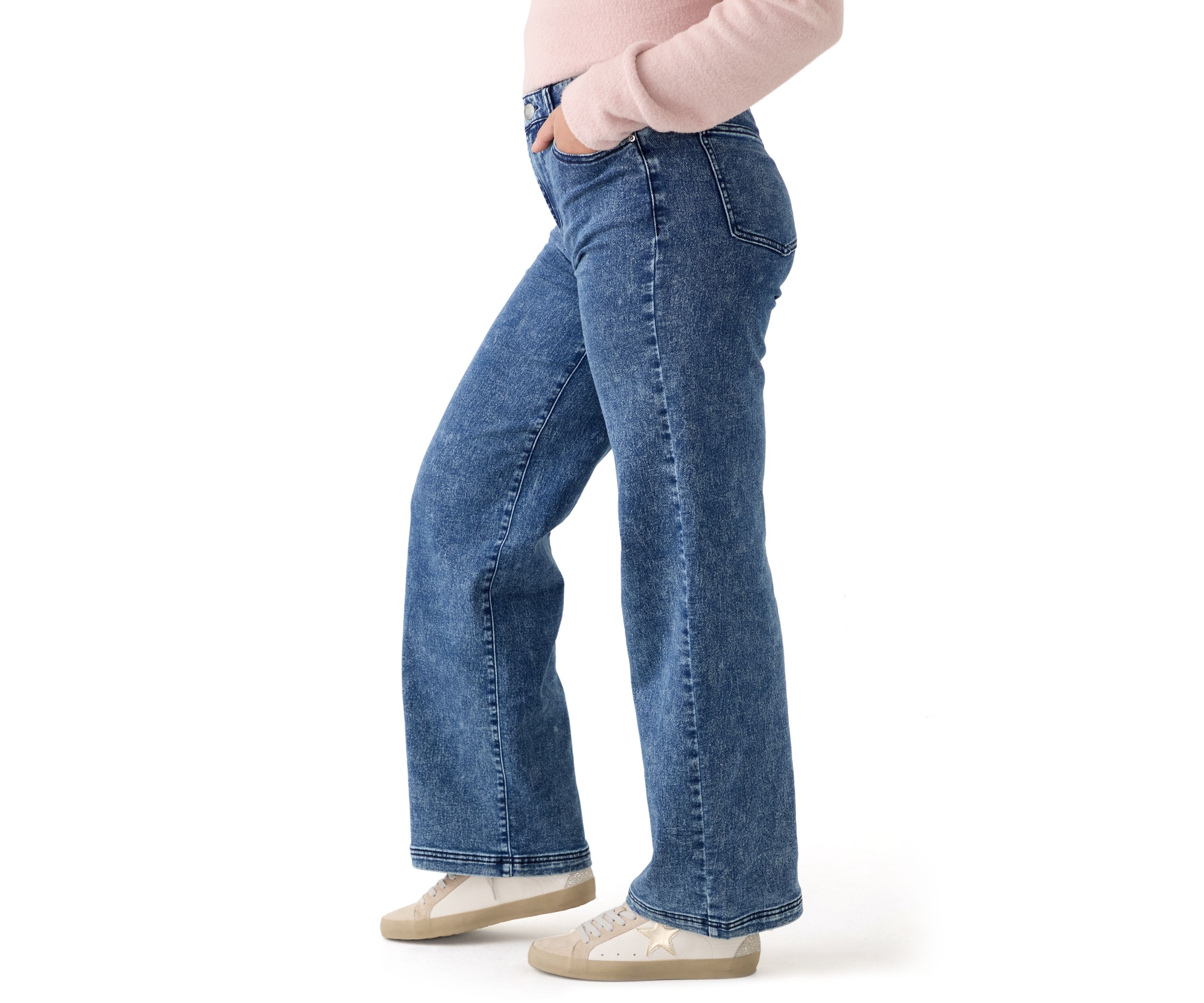 Womens Cozy Denim Wide Leg Jeans