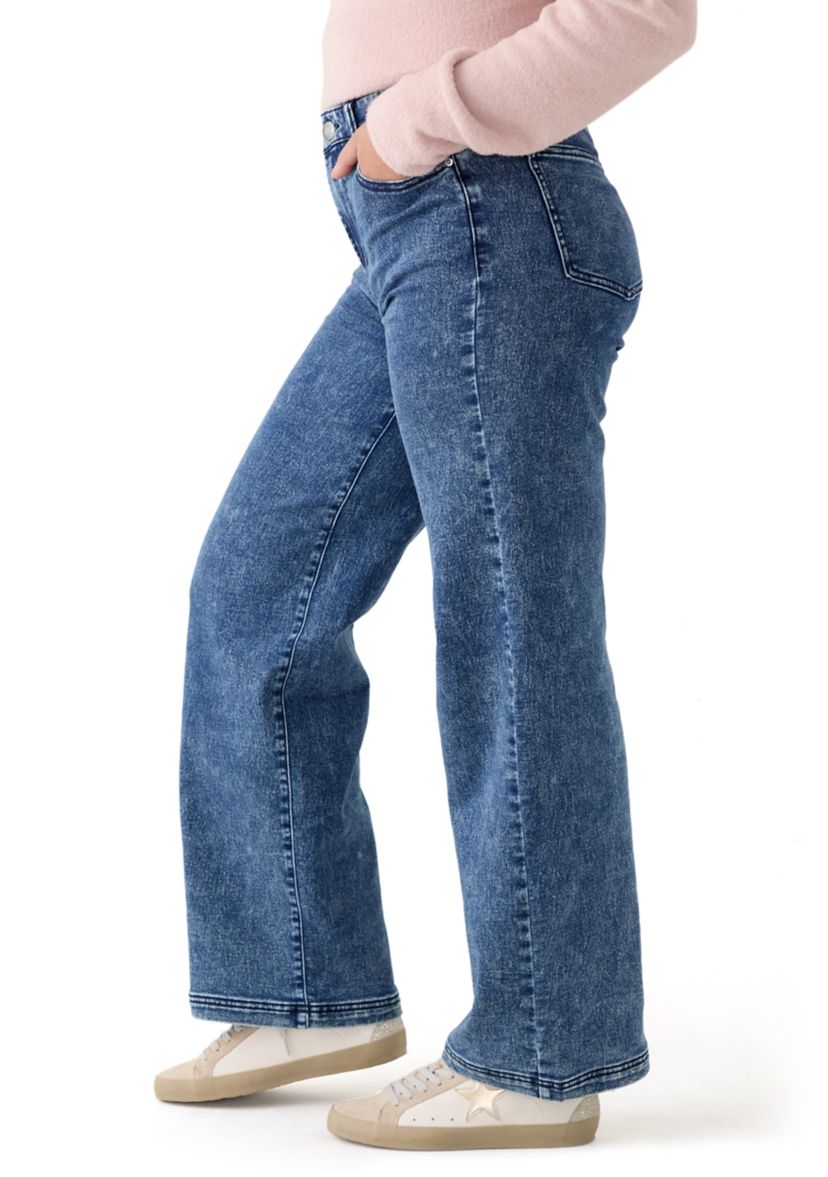 Womens Cozy Denim Wide Leg Jeans