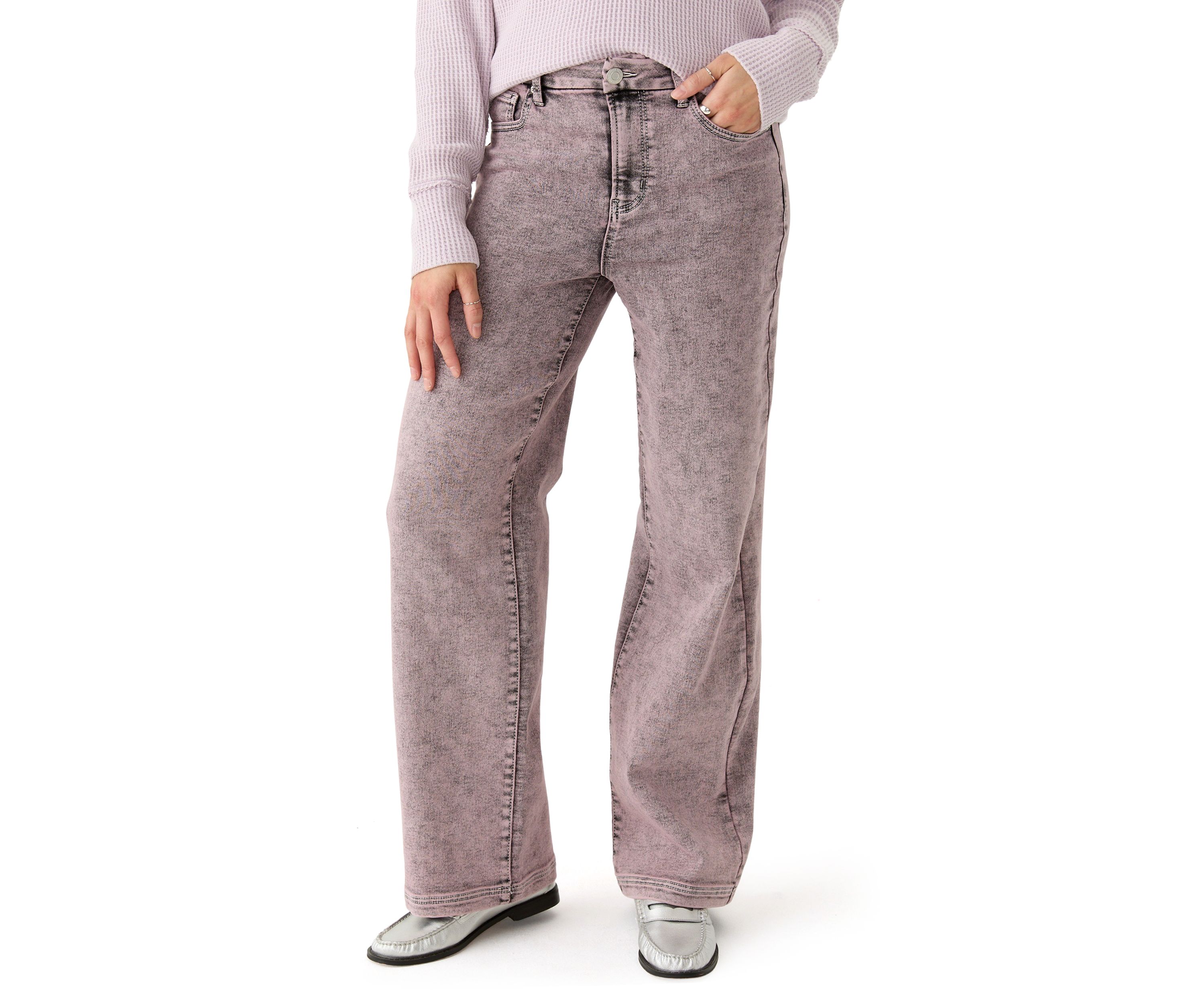 Womens Cozy Denim Wide Leg Jeans